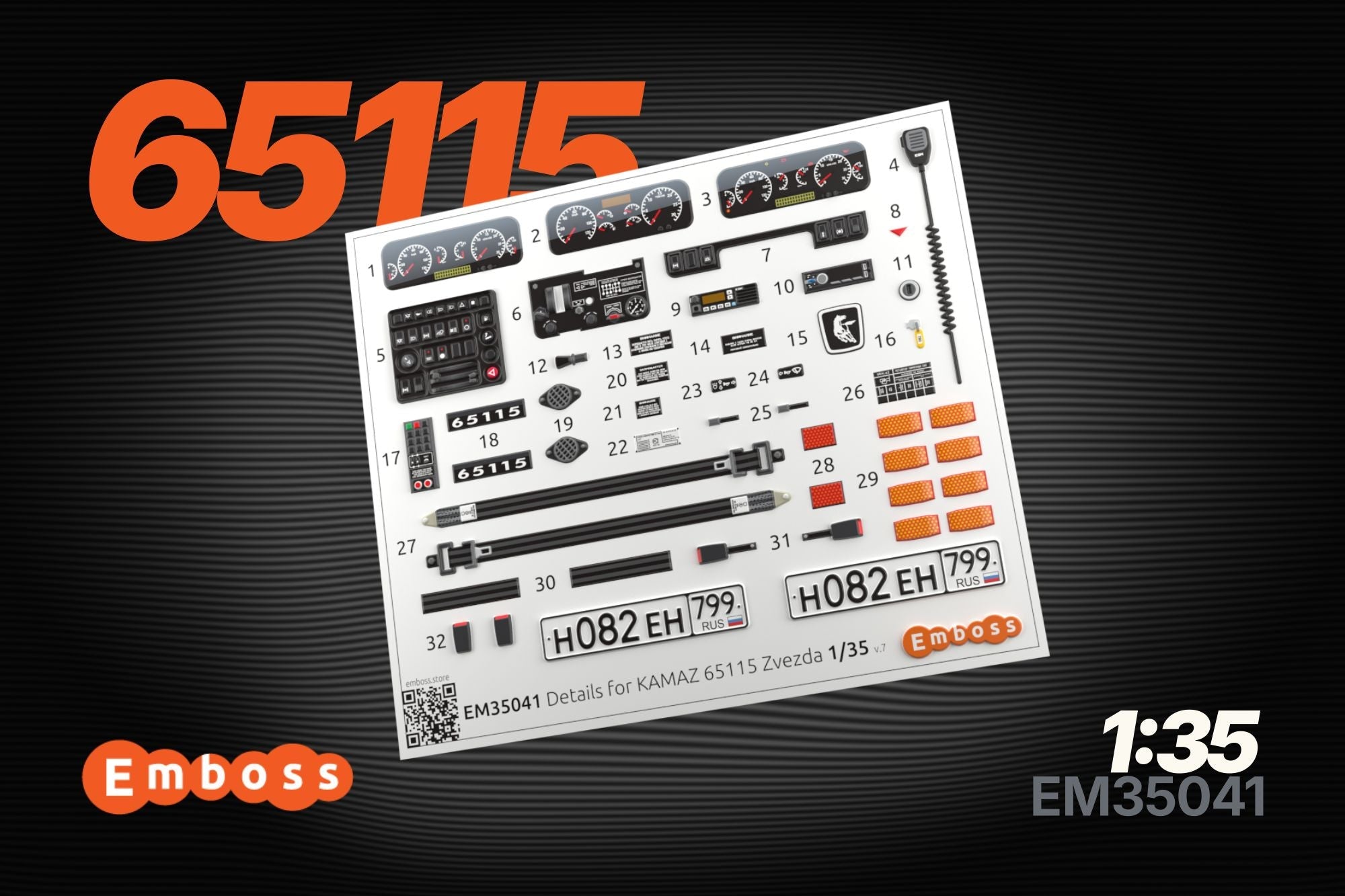 KAMAZ 65115 Details for Zvezda 3650 1/35 (3D decal) - imodeller.store