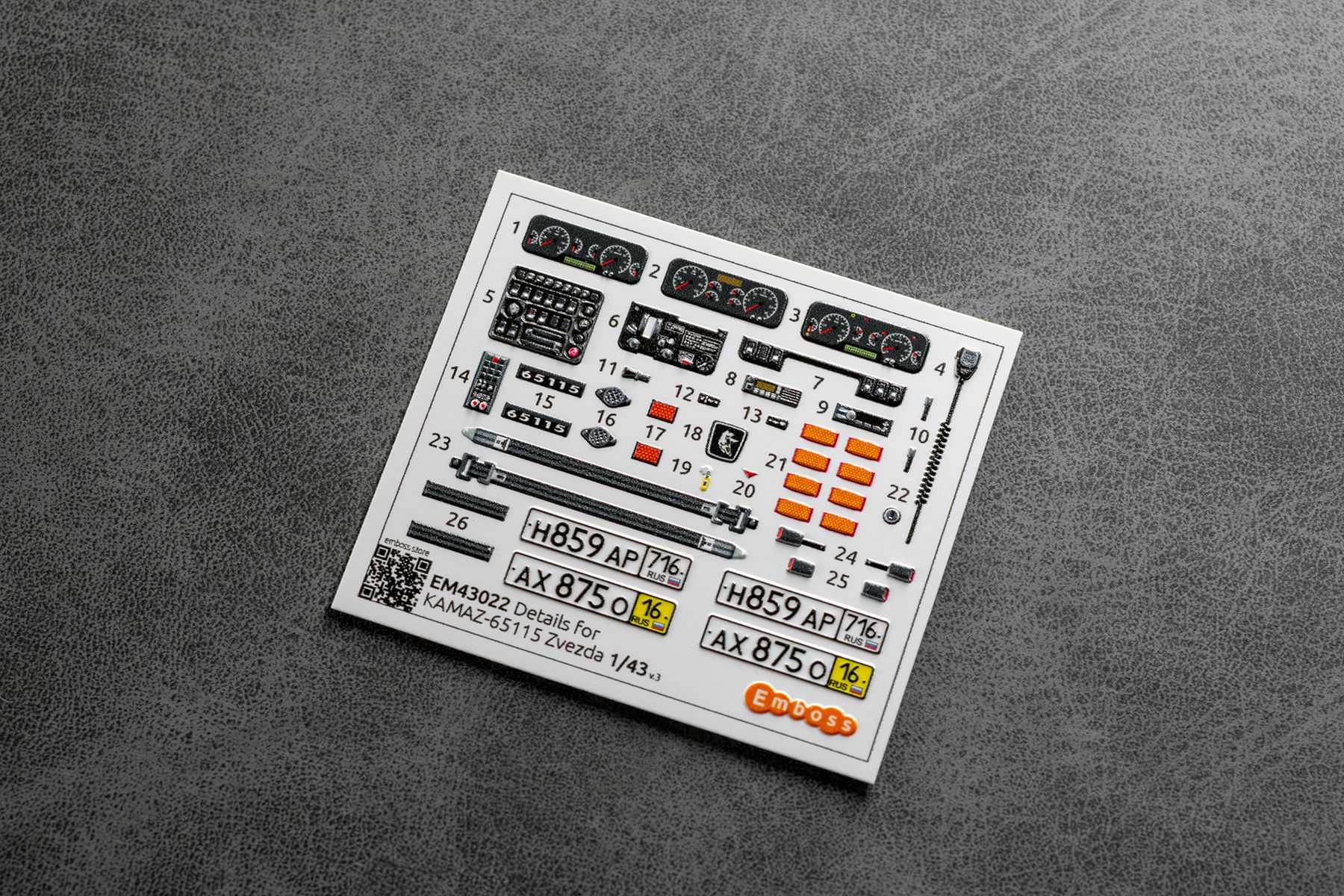 KAMAZ 65115 Details for Zvezda 43006 1/43 (3D decal) - imodeller.store