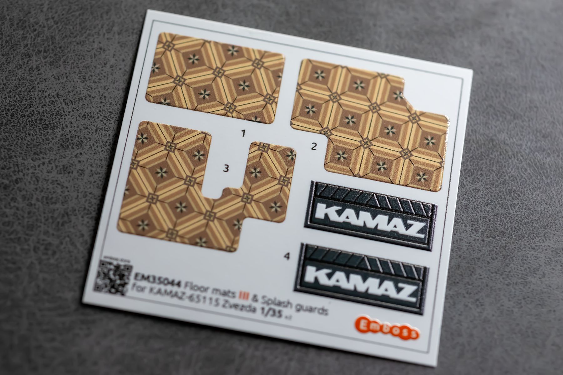 KAMAZ 65115 Floor mats linoleum and splash guards for Zvezda 3650 1/35 (3D decal) - imodeller.store
