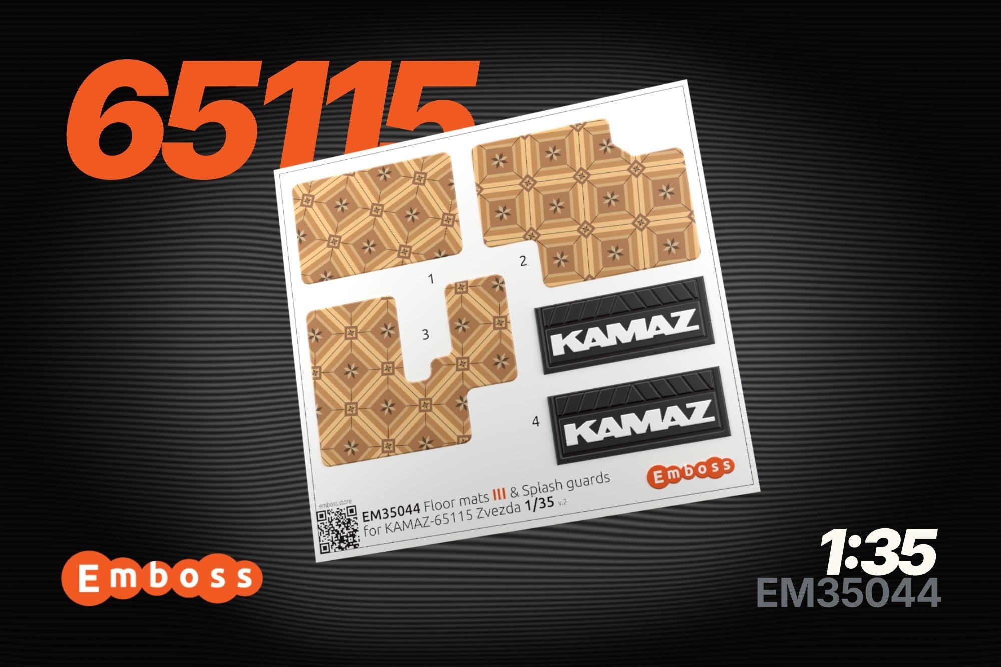 KAMAZ 65115 Floor mats linoleum and splash guards for Zvezda 3650 1/35 (3D decal) - imodeller.store