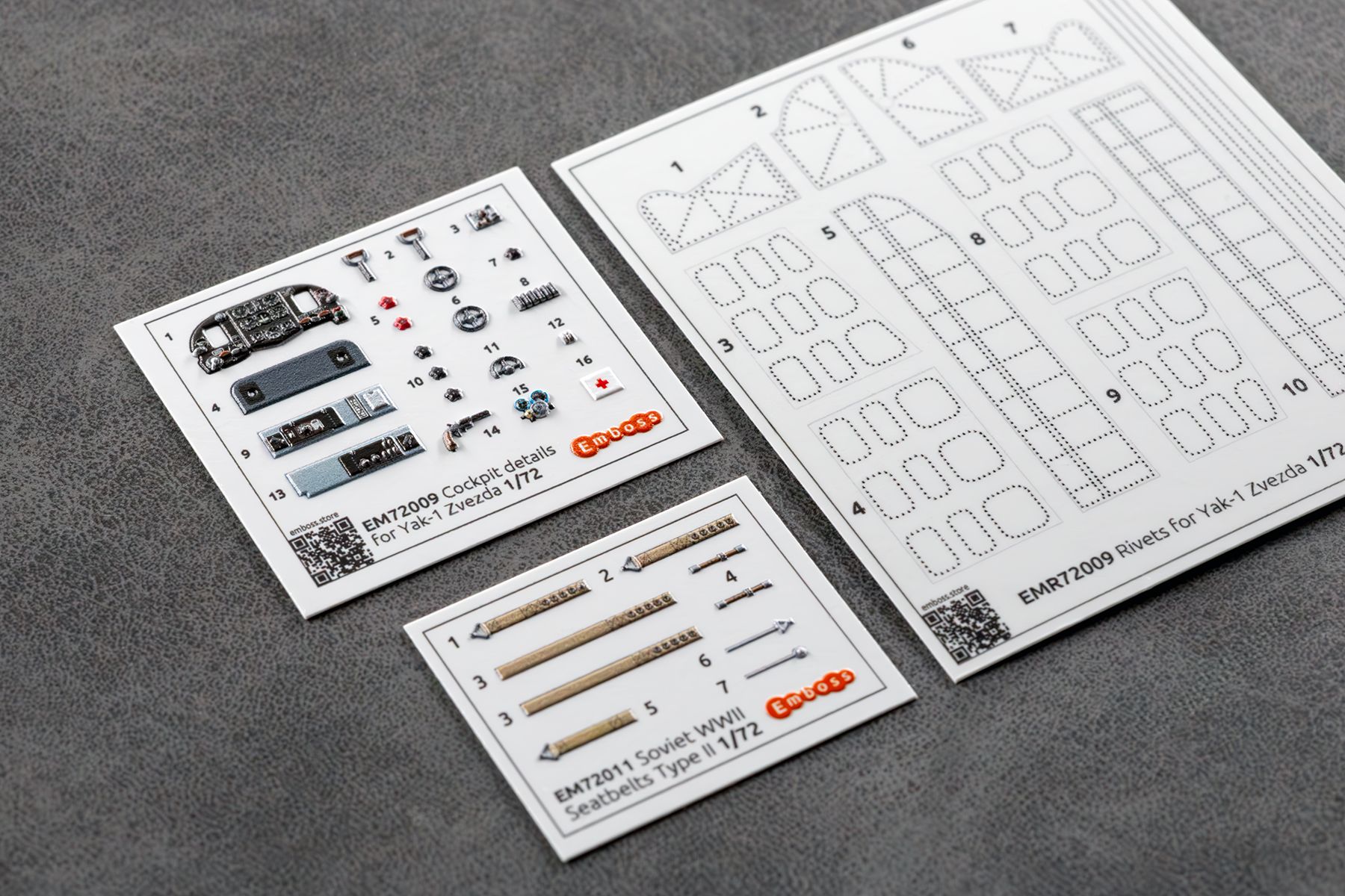 Комбо детали кабины и заклепки Як - 1 для модели Звезда 7327 1/72 (3D декаль) EM72009С (3D decal) - imodeller.store