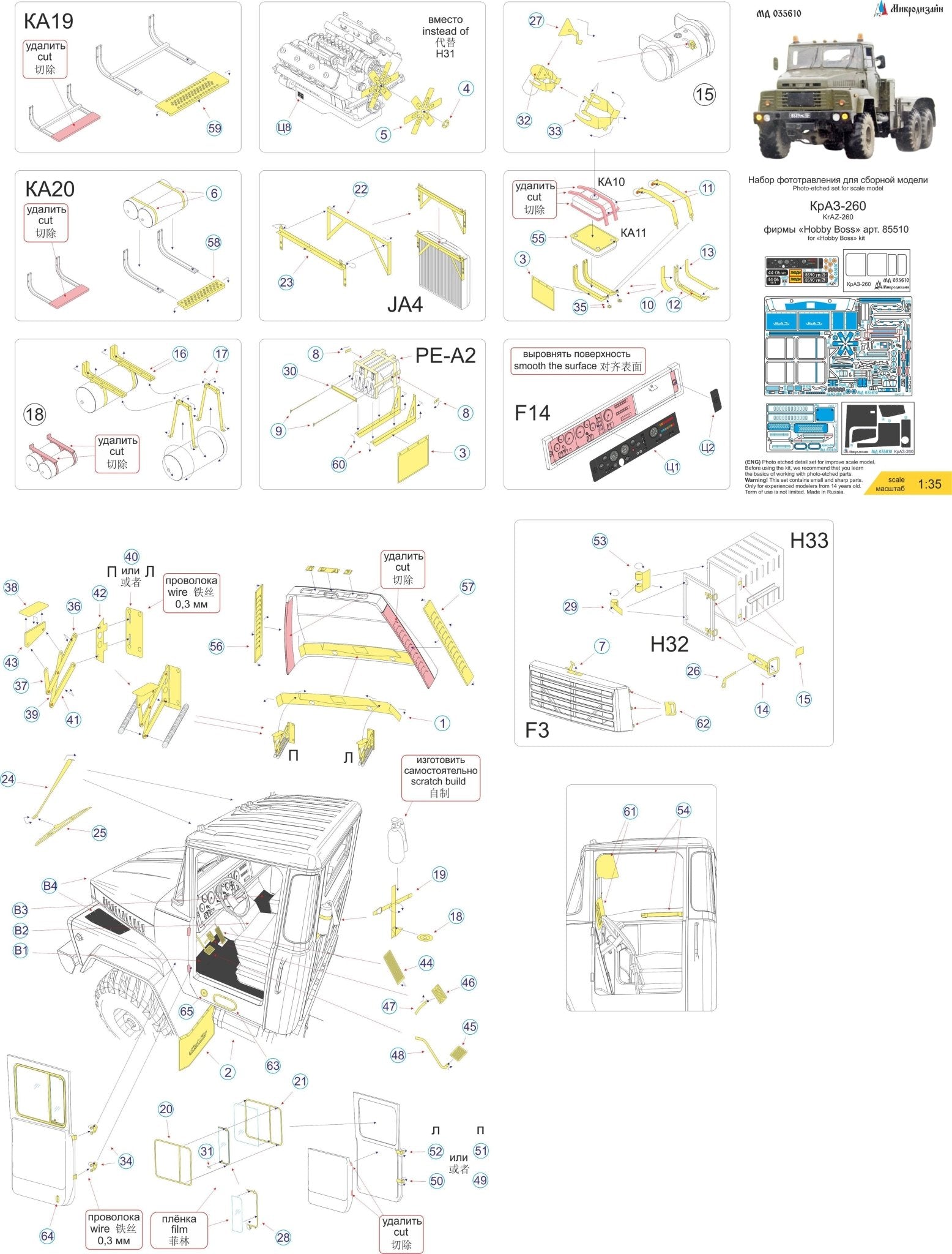 MD035610 Microdesign KrAZ - 260 Cabin Photo - Etch Set 1/35 - imodeller.store
