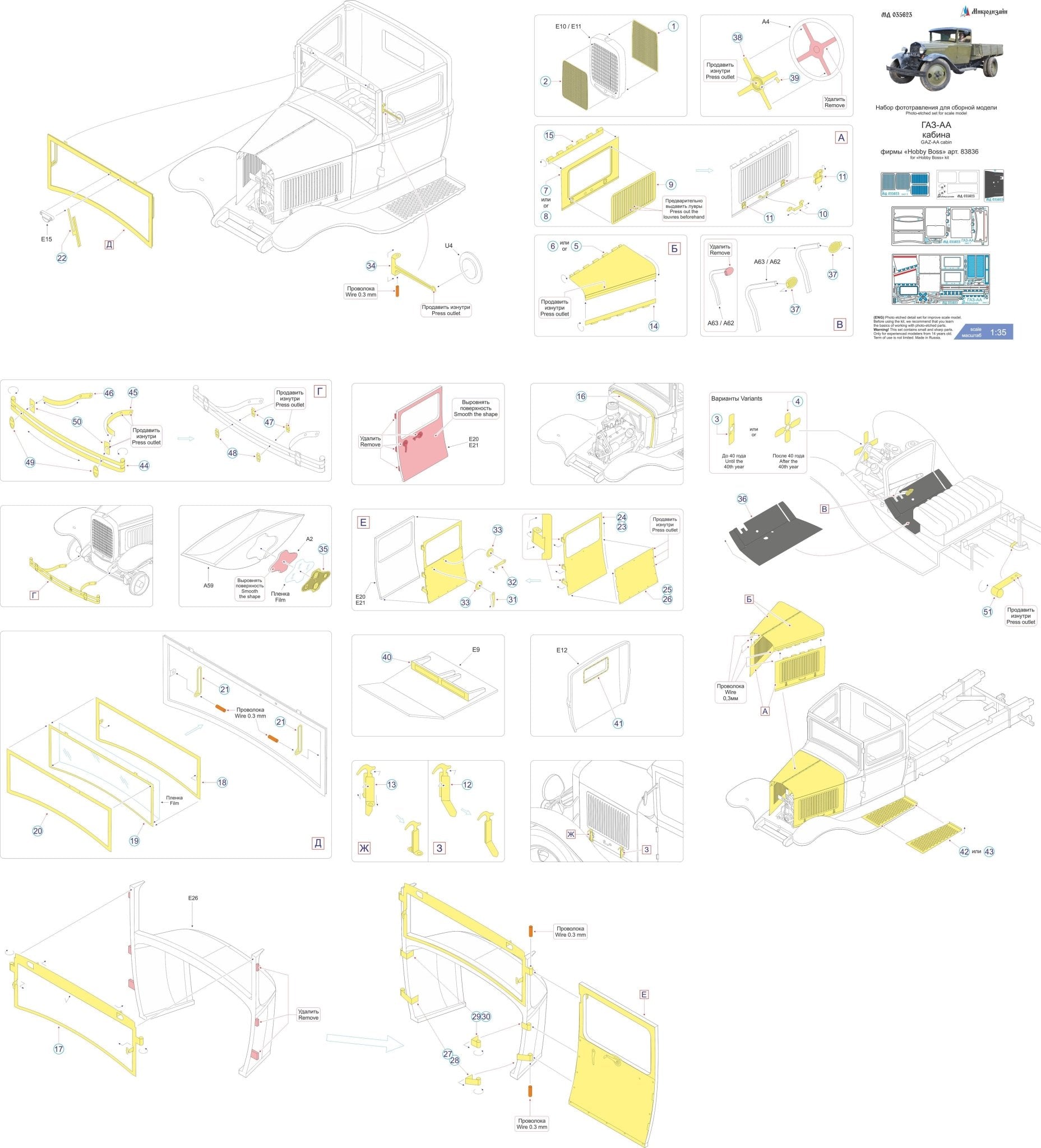MD035623 Microdesign GAZ - AA Cabin Photo - Etch Set 1/35 for HobbyBoss - imodeller.store