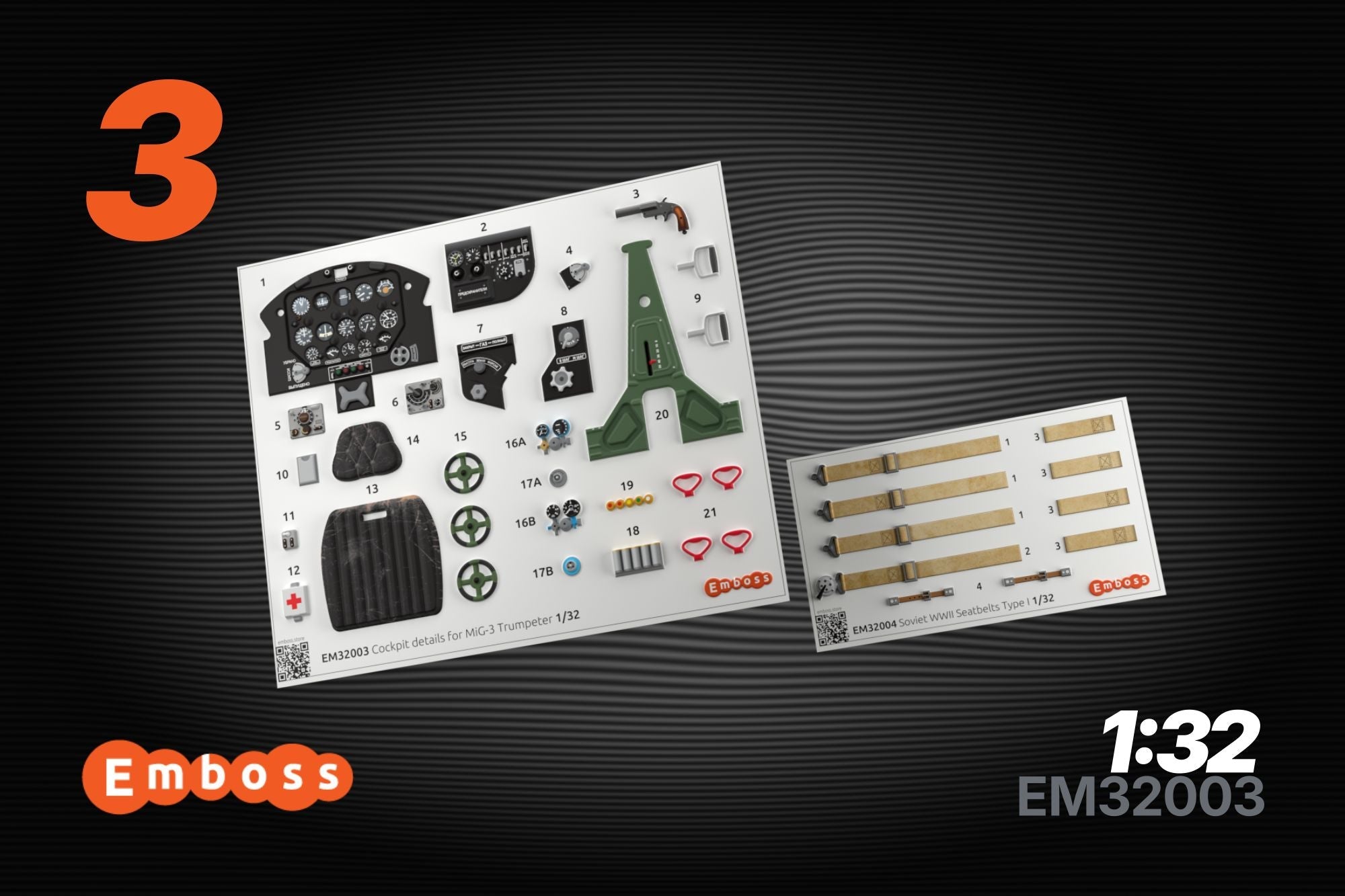 MiG - 3 Cockpit details for Trumpeter 1/32 (3D decal) - imodeller.store