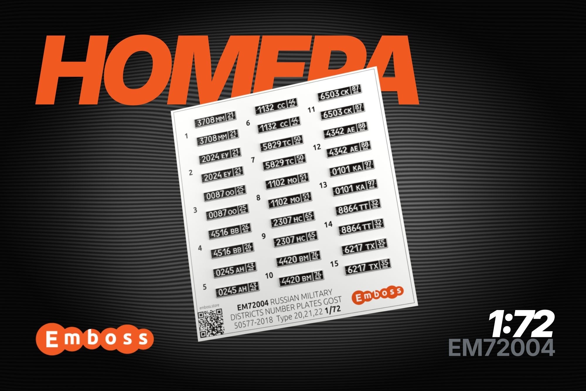 Modern Russian military vehicle registration plates 1/72 (3D decal) - imodeller.store