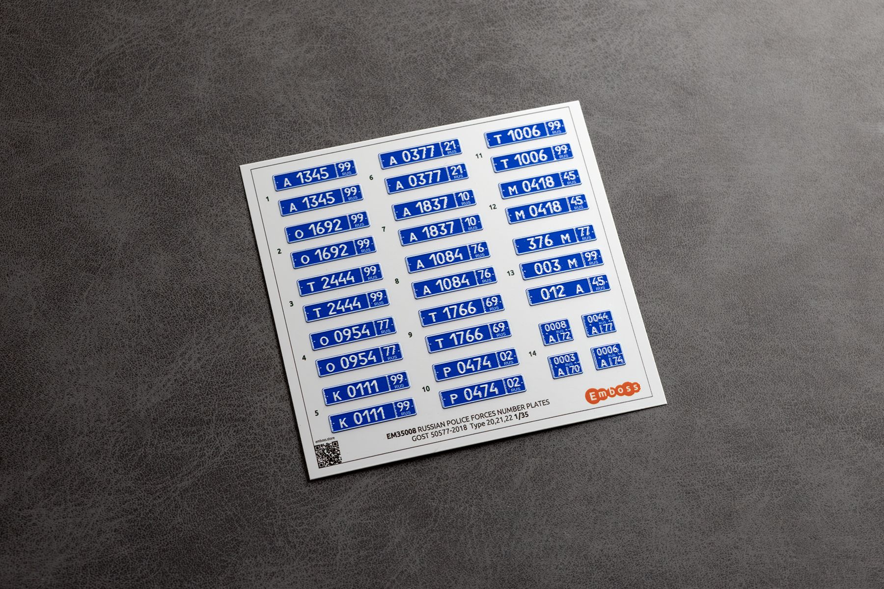 Modern vehicle registration plates of the Ministry of Internal Affairs of Russia GOST 50577 - 2018 1/35 (3D decal) EM35008 - imodeller.store