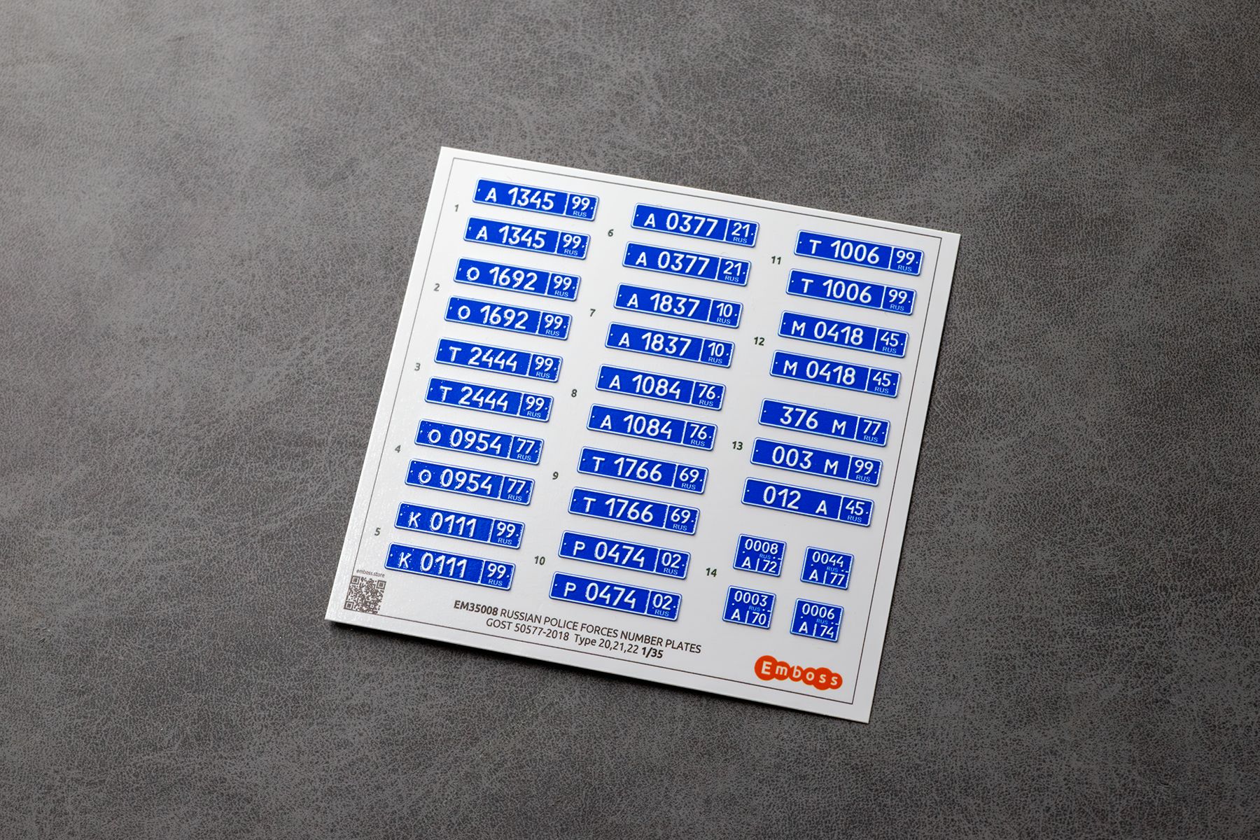 Modern vehicle registration plates of the Ministry of Internal Affairs of Russia GOST 50577 - 2018 1/35 (3D decal) EM35008 - imodeller.store