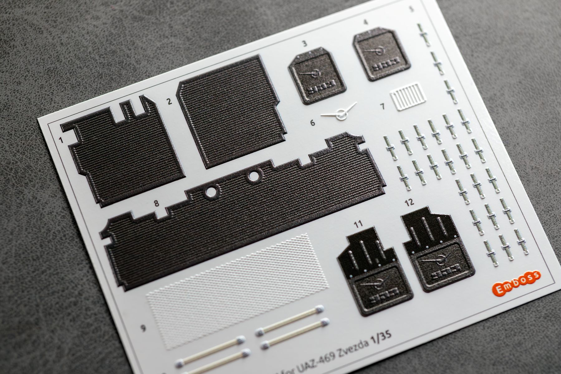 Relief parts UAZ - 469 (Additional) for the model Zvezda 3629 1/35 (3D decal) EM35029 - imodeller.store