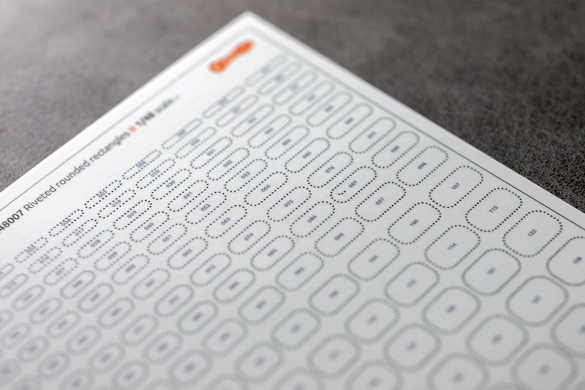 Riveted rounded rectangles type 2 1/48 (3D decal) - imodeller.store