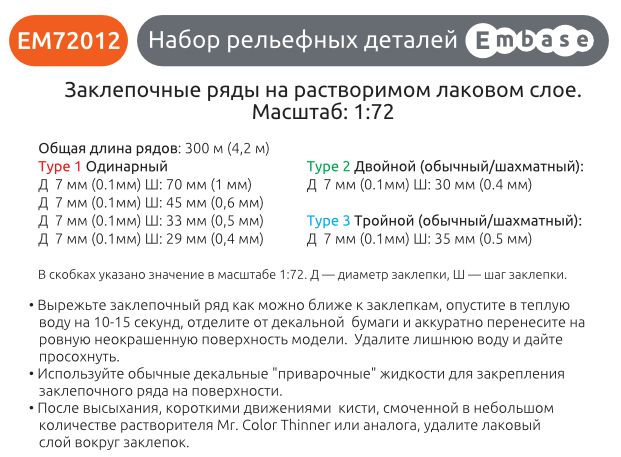 Rivets (ingle/double/triple rows) 1/72 (3D decal) - imodeller.store