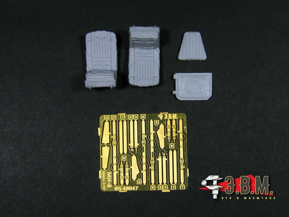 RS48047 E.V.M. 1/48 Crew Seats (Military Variant) for Mil Mi - 8 (Zvezda) - imodeller.store