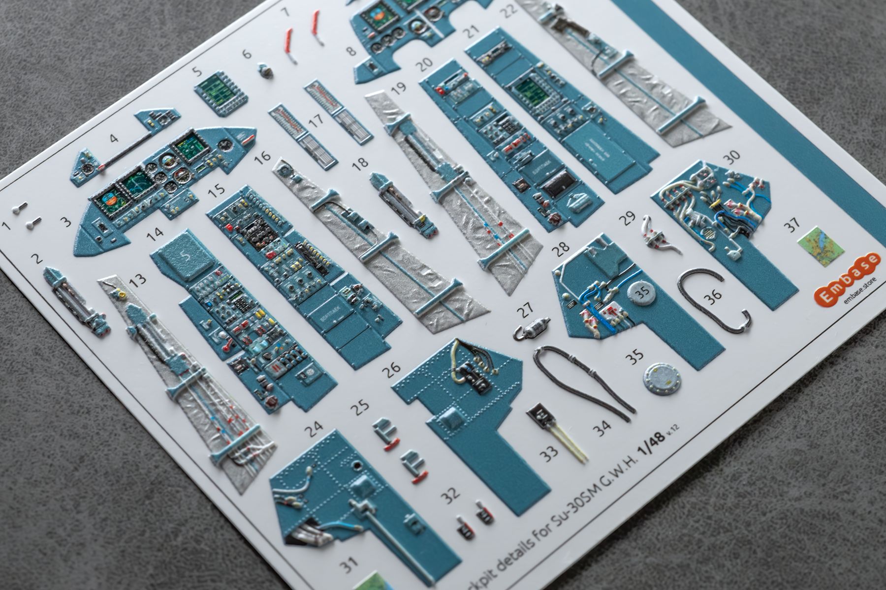 Su - 30SM Cockpit details with powered displays for G.W.H. 4824 1/48 (3D decal) - imodeller.store