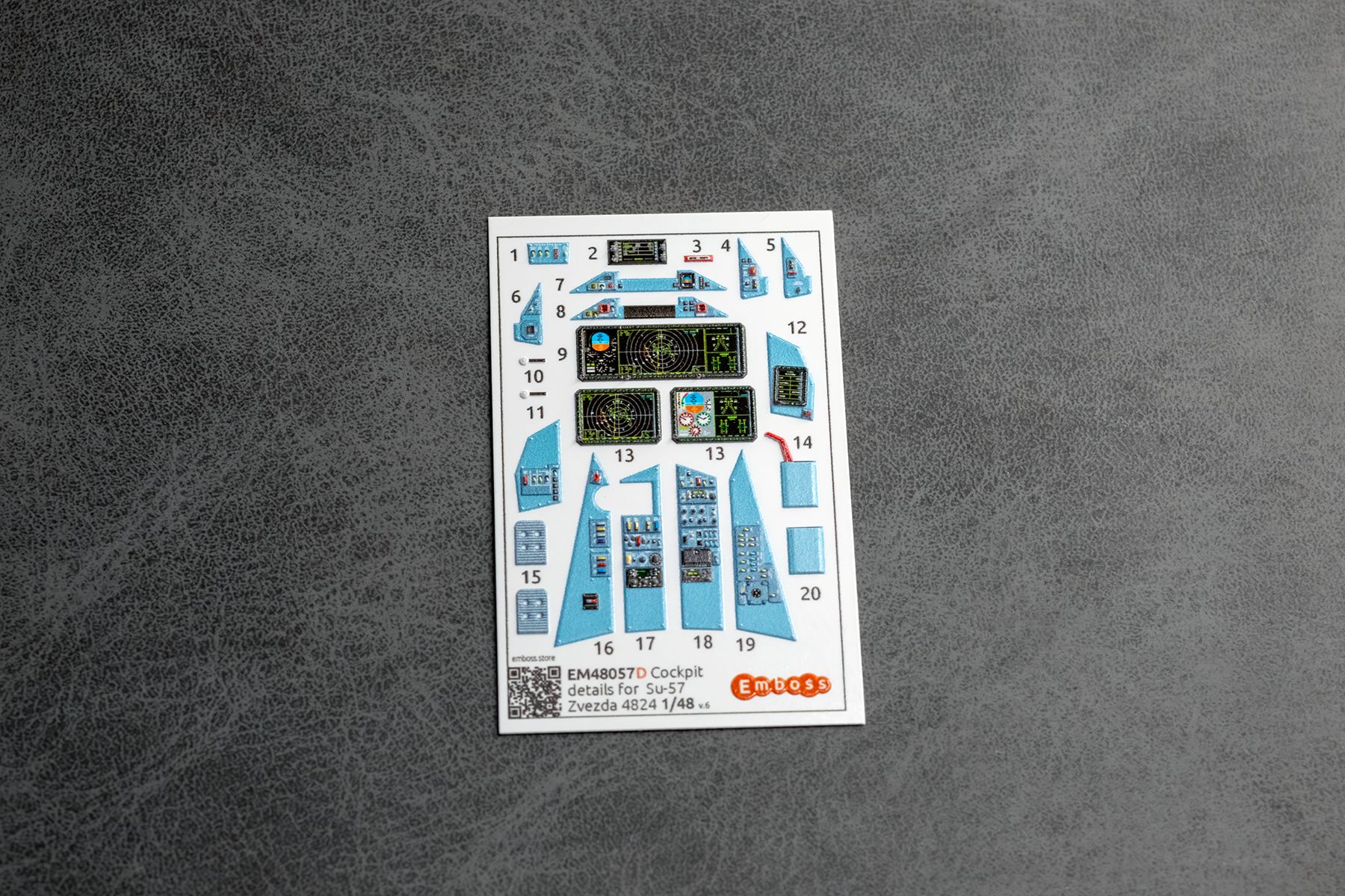 Su - 57 Cockpit details with powered displays for Zvezda 4824 1/48 (3D decal) - imodeller.store