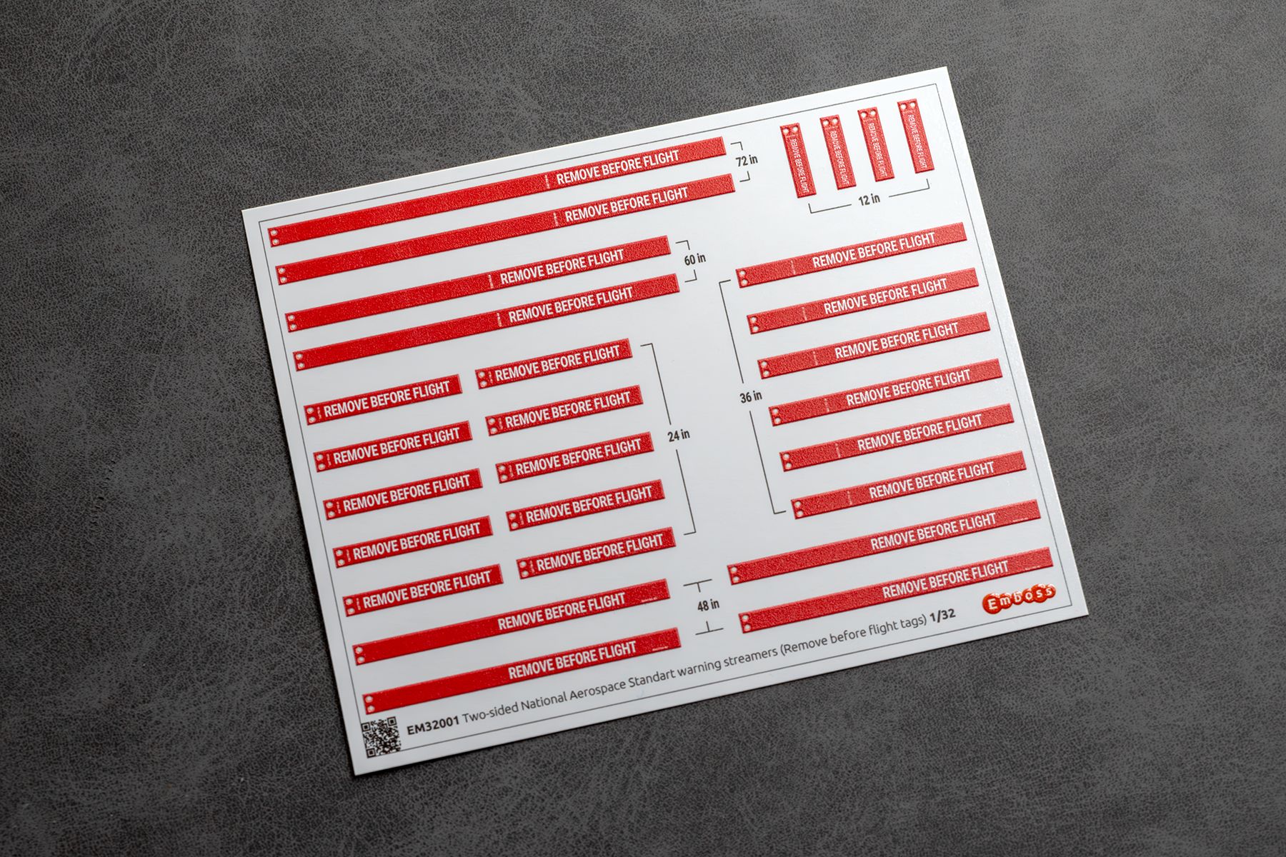 Two - sided National Aerospace Standart warning streamers (Remove before flight streamers) 1/32 (3D decal) - imodeller.store