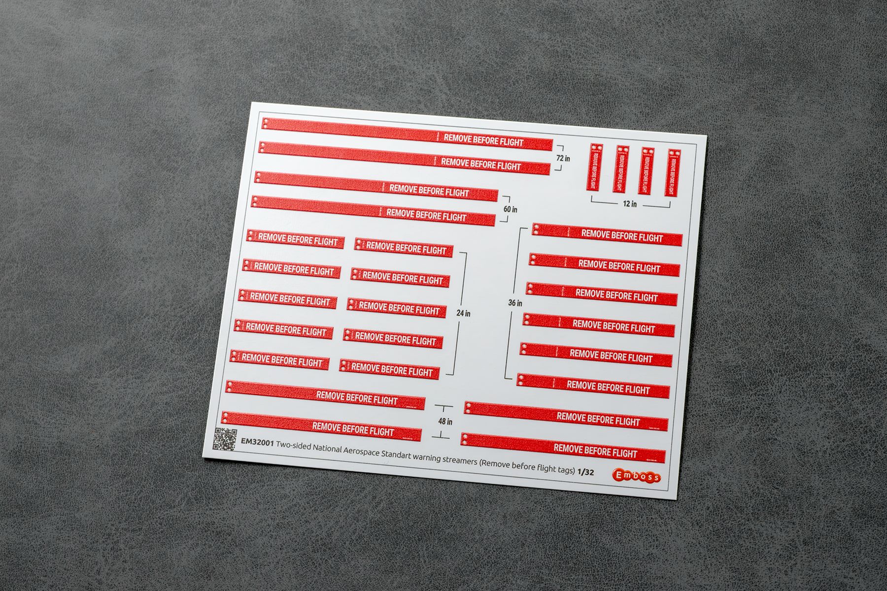 Two - sided National Aerospace Standart warning streamers (Remove before flight streamers) 1/32 (3D decal) - imodeller.store