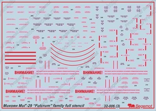 MiG-29 Technical inscriptions 1.32 (decal) - imodeller.store
