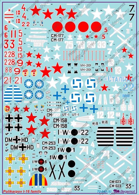 Polikarpov I-16 1.72 (decal) - imodeller.store