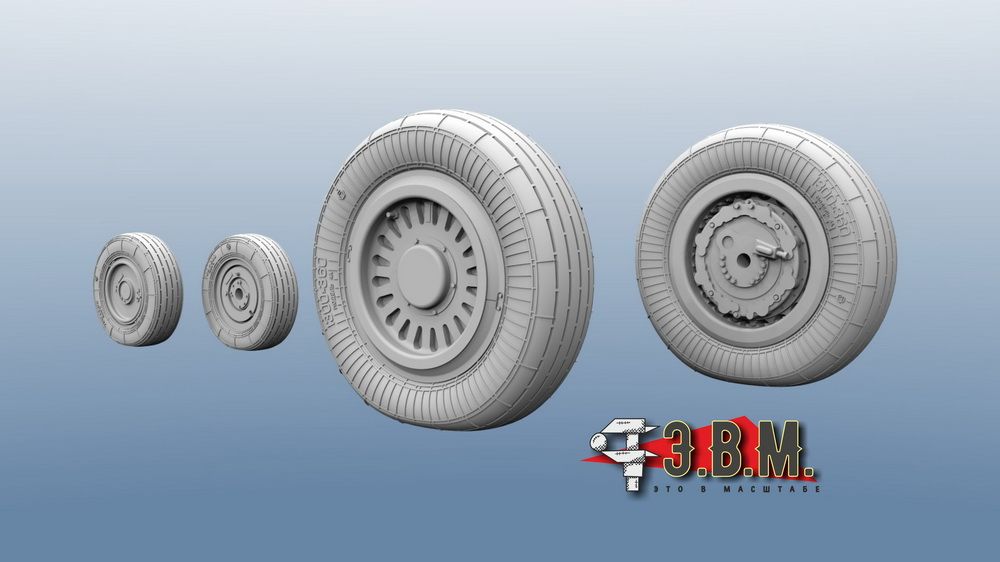 RS48011 Chassis wheels for a model of the MiG-25 aircraft (type-1) - imodeller.store