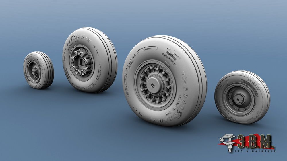 RS48026 Chassis wheels for the F-14A aircraft model (1:48) - imodeller.store