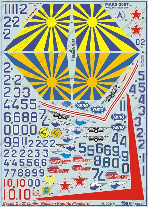 Su-27 "Russian Knights" 1.48 (Decal) - imodeller.store