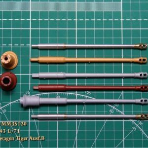 The barrel is 8.8 CM KW.K.43 L/71 for Panzerkampfwagen Tiger ausf.b. Channel of the barrel with cuts. - imodeller.store