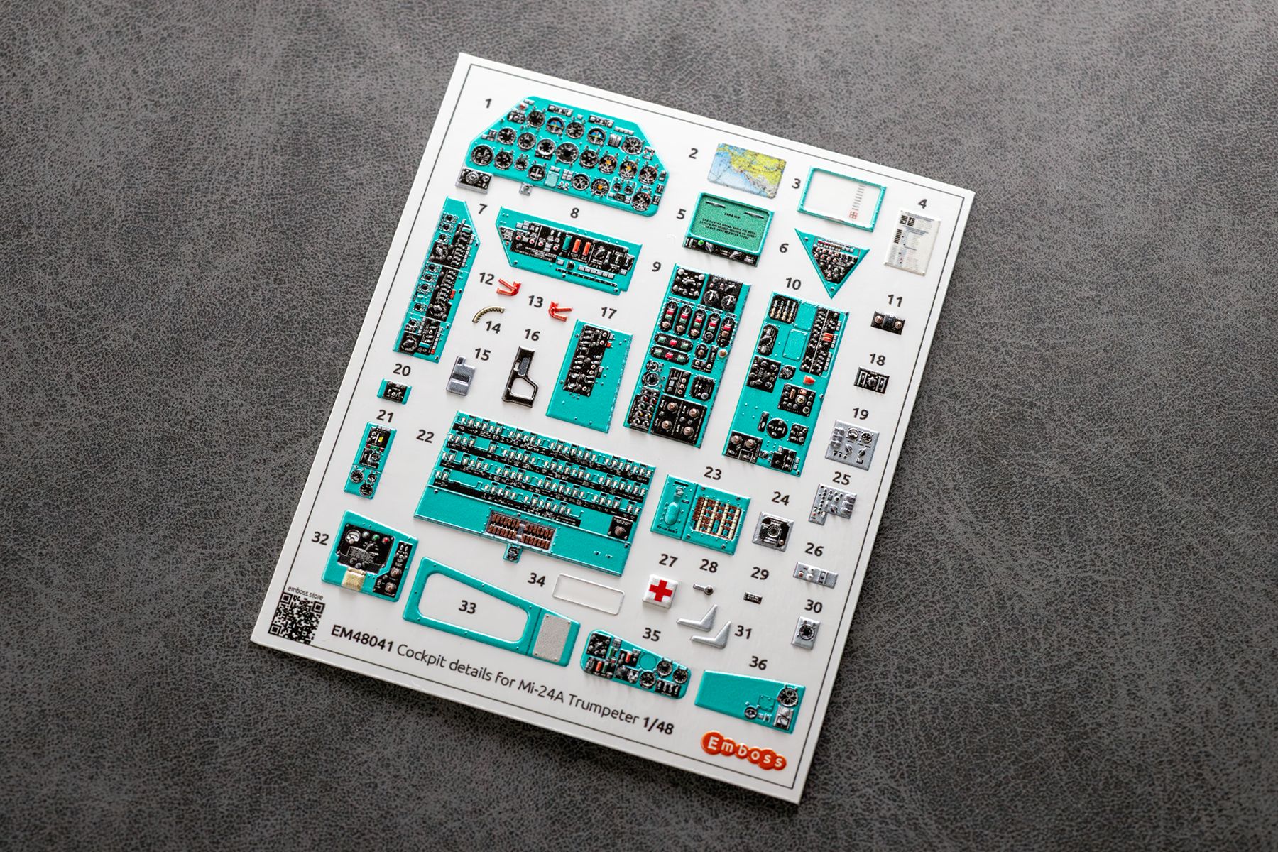 Combo cockpit details for Mi-24A for Trumpeter model 05828 1/48 (3D decal) EM48041C