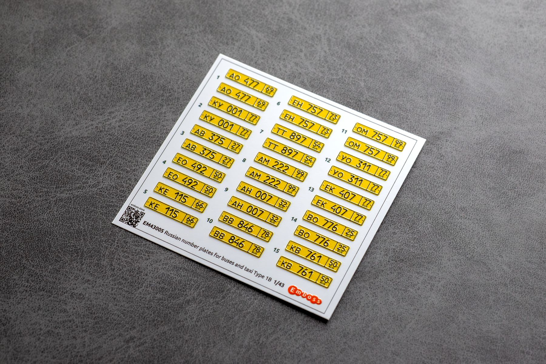 Bus and taxi vehicle registration plates of the Russia 1/43 (3D decal) EM43005