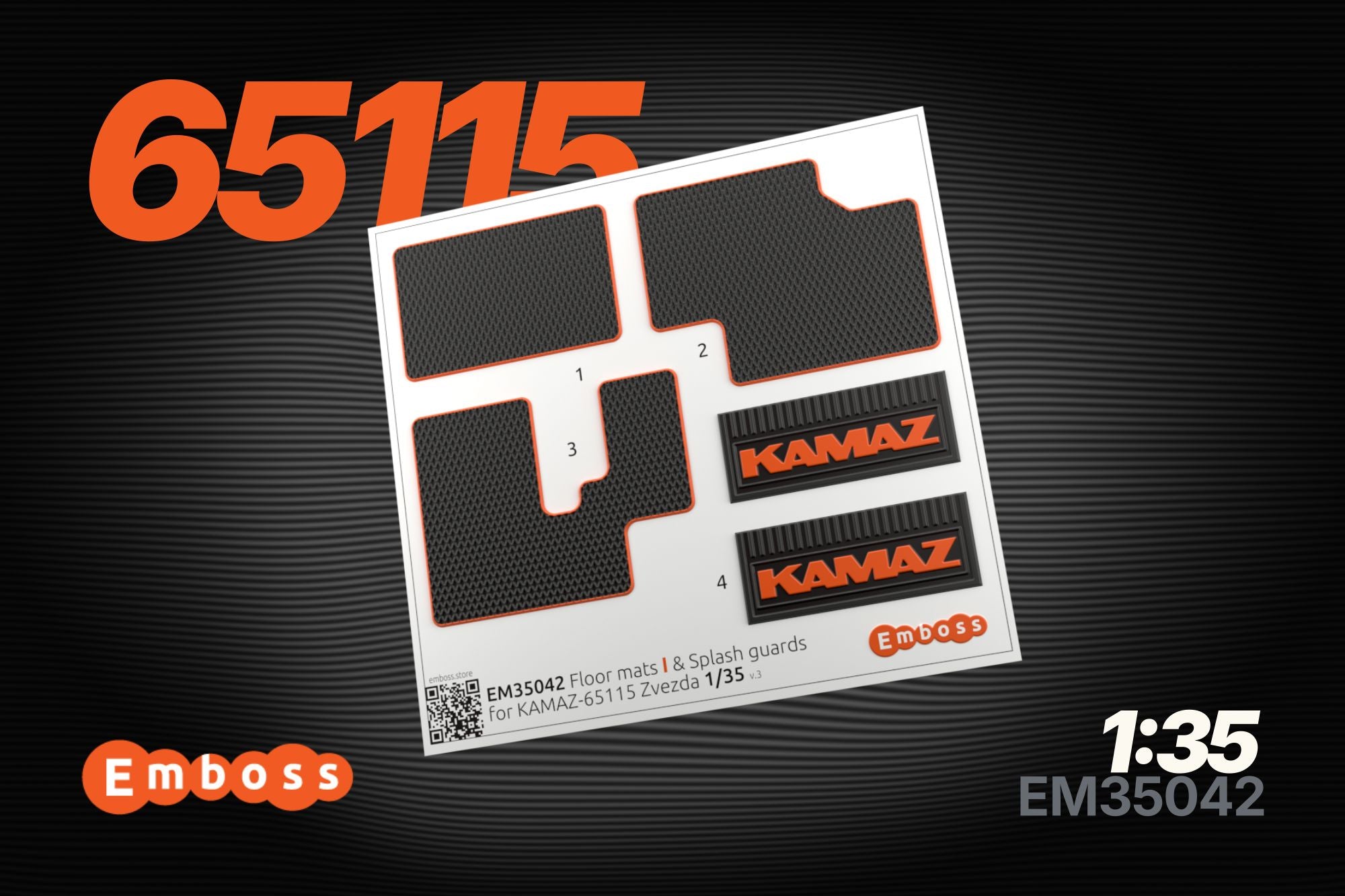 KAMAZ 65115 Floor mats EVA and splash guards for Zvezda 3650 1/35 (3D decal)