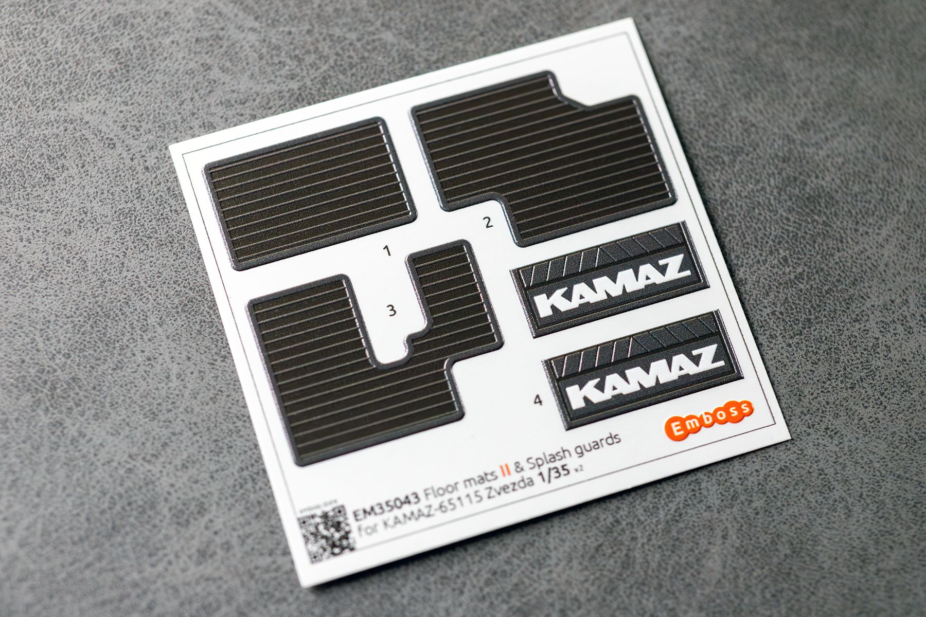 KAMAZ 65115 Floor mats (lines pattern) and splash guards for Zvezda 3650 1/35 (3D decal)