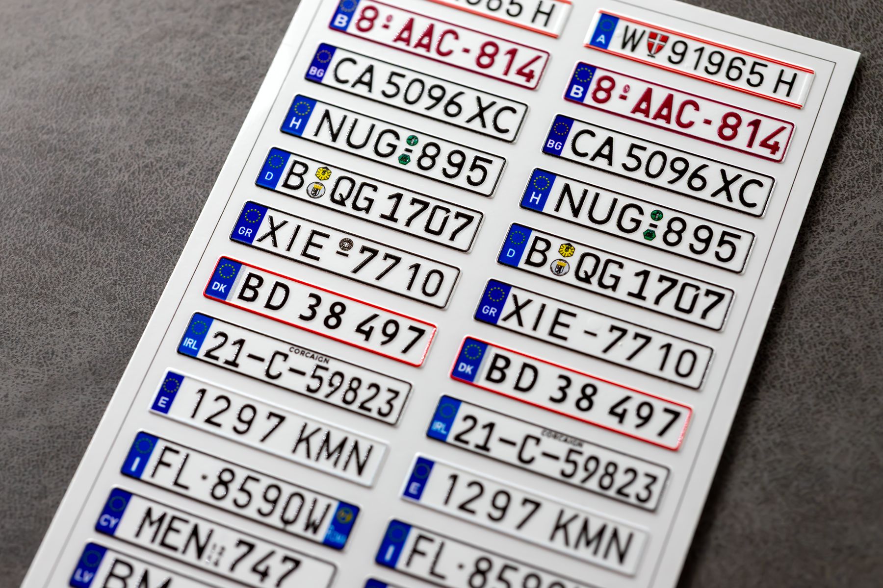 EU vehicle registration plates I 1/24 (3D decal)