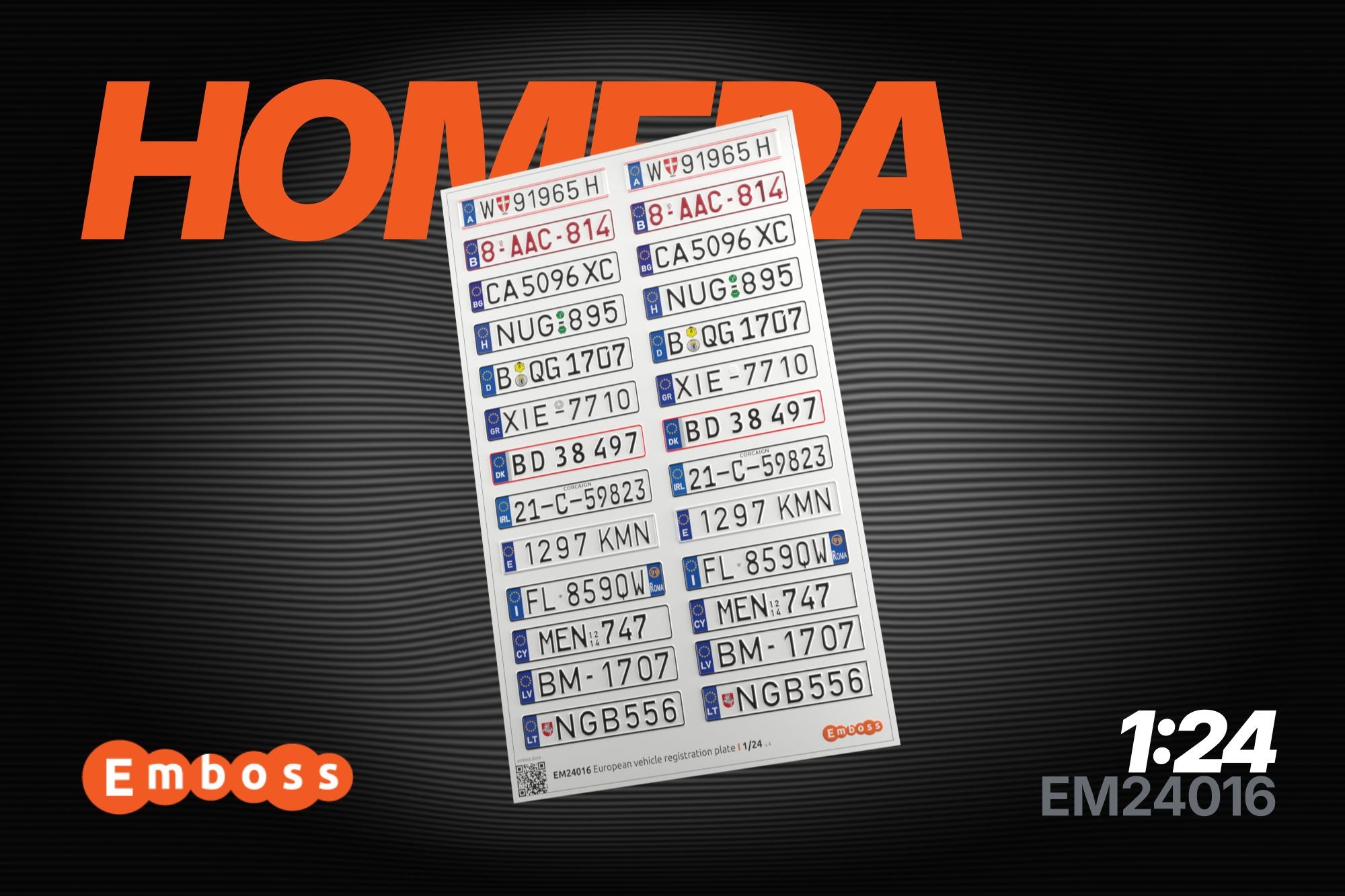 EU vehicle registration plates I 1/24 (3D decal)