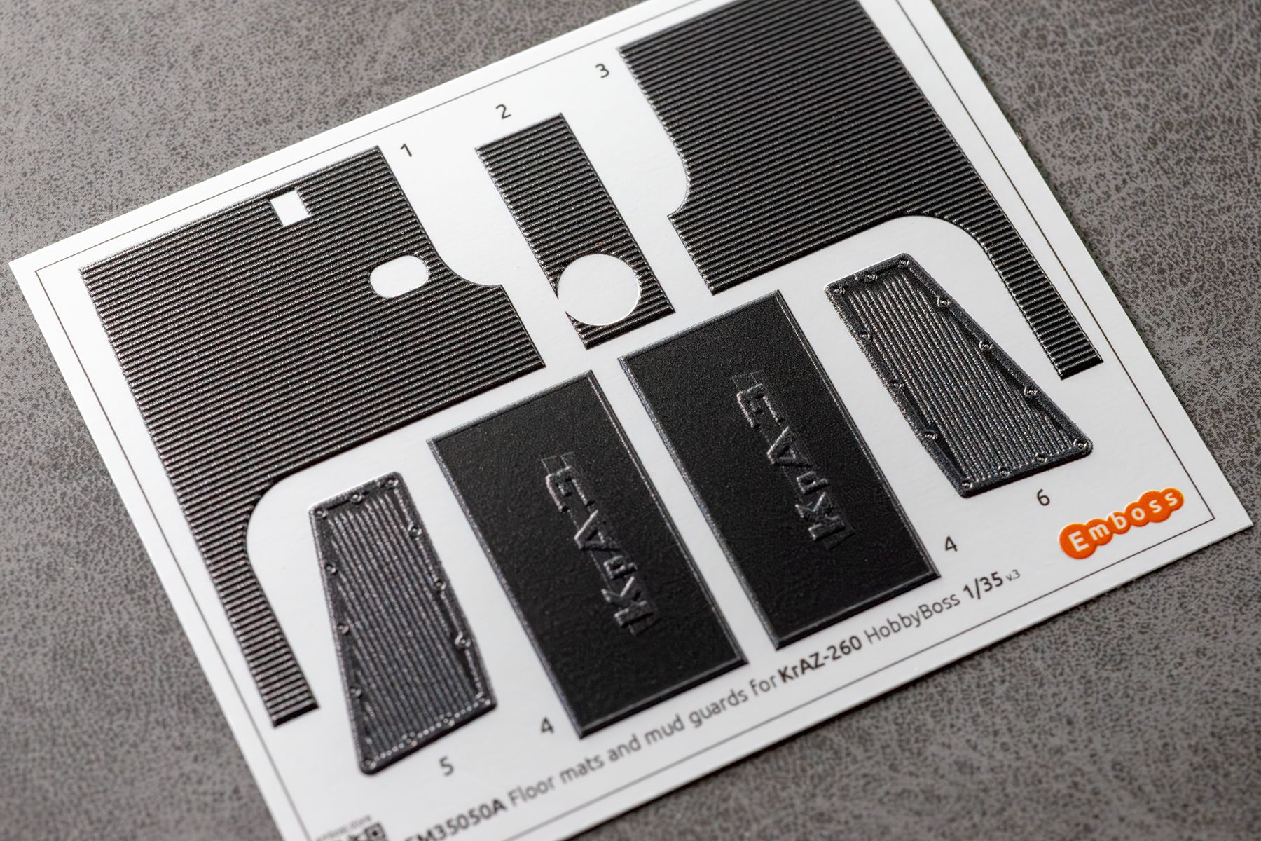 COMBO KrAZ 260 detail set and Floor mats with splash guards for HobbyBoss 1/35 (3D decal)