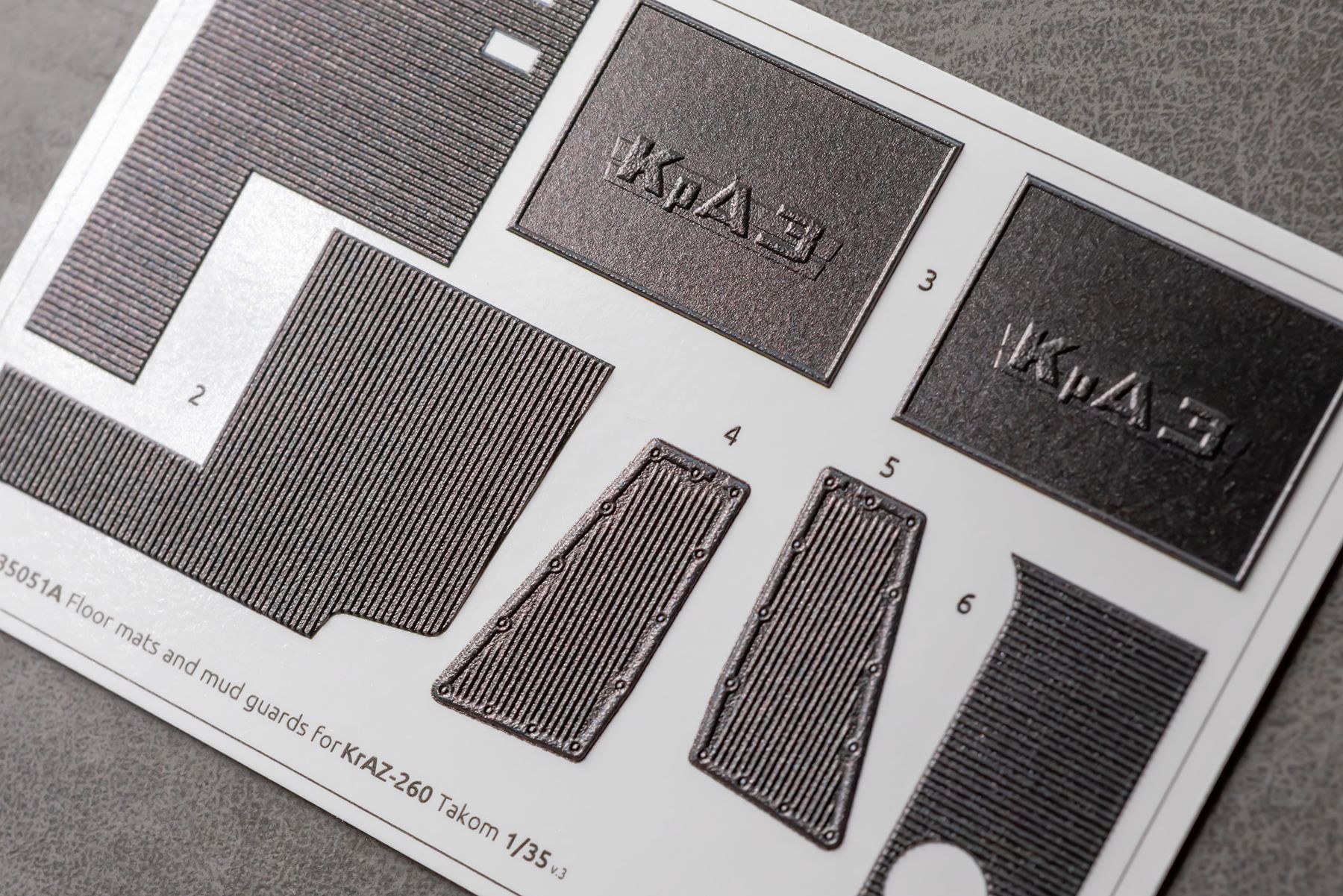 COMBO KrAZ 260 detail set and Floor mats with splash guards for Takom 1/35 (3D decal)