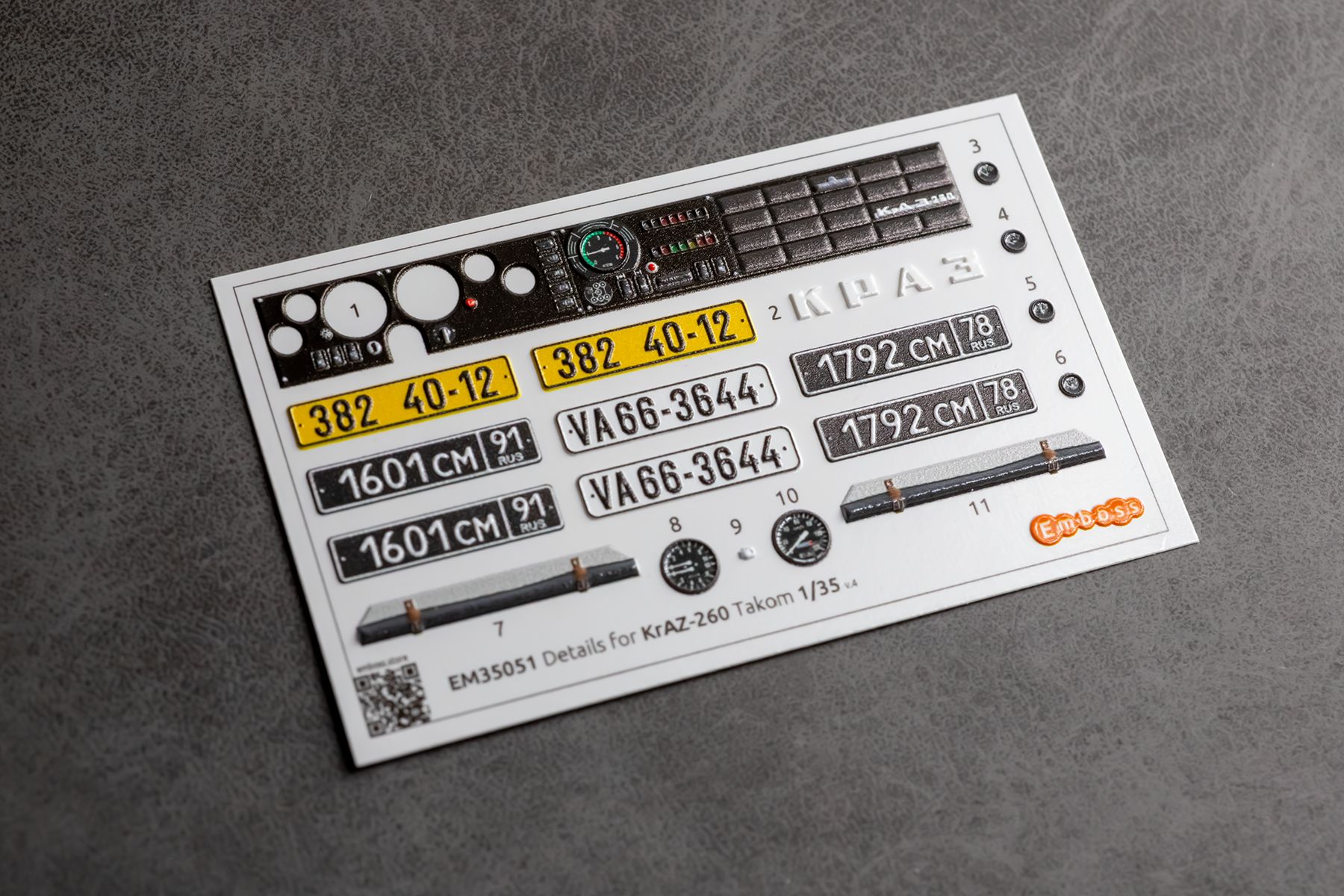 COMBO KrAZ 260 detail set and Floor mats with splash guards for Takom 1/35 (3D decal)