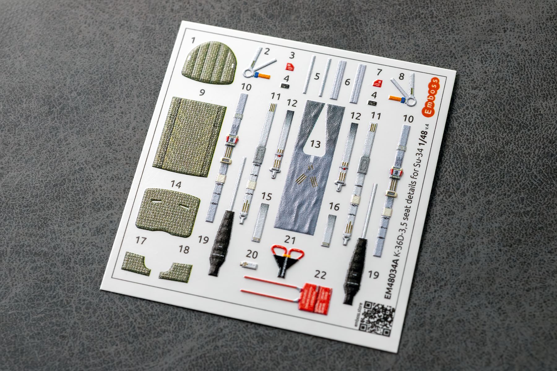 Su-34 COMBO Basic cabin details and K-36D-3.5 seats for KittyHawk/Zimi model 1/48 EM48034LС (3D decal)