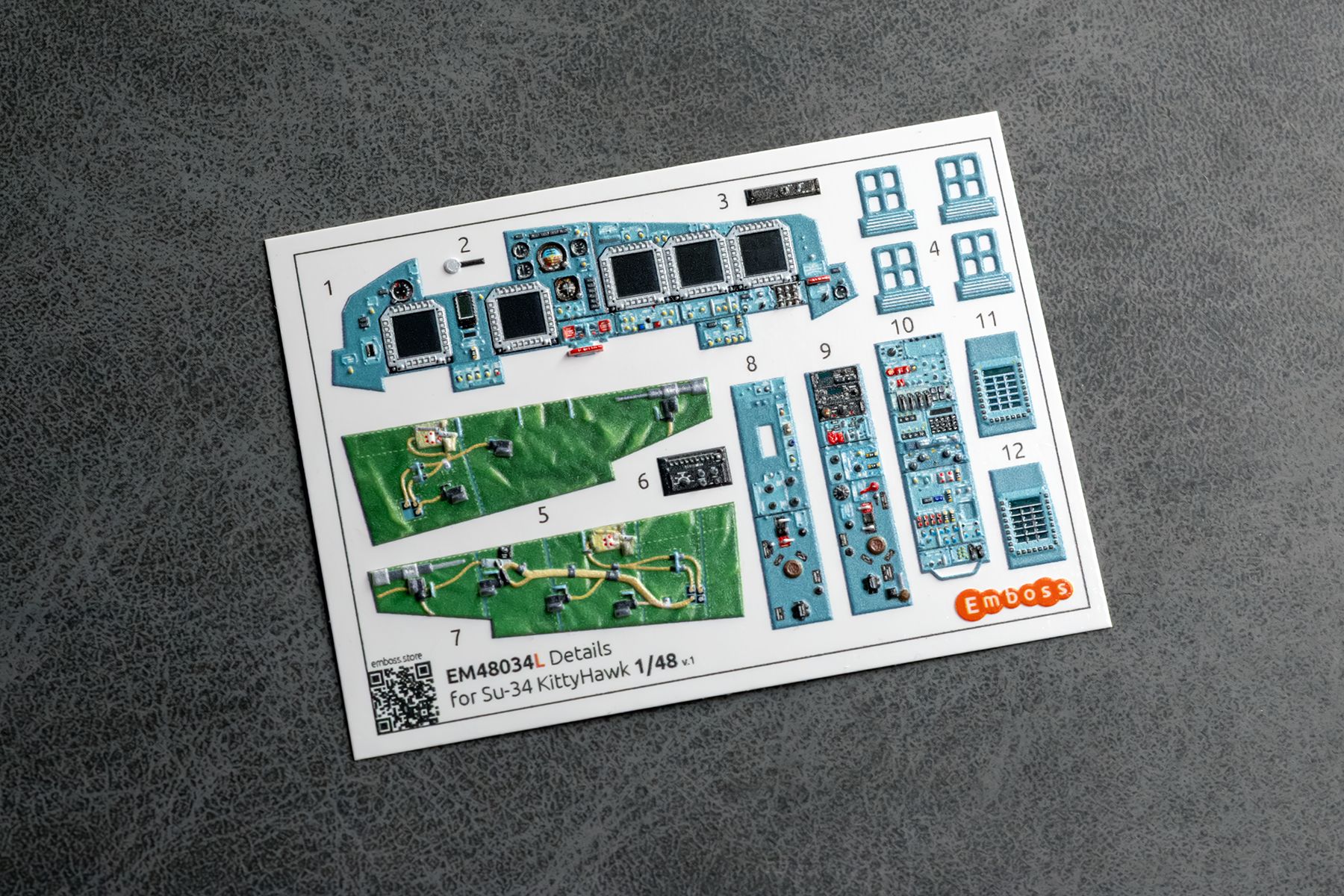 Su-34 COMBO Basic cabin details and K-36D-3.5 seats for KittyHawk/Zimi model 1/48 EM48034LС (3D decal)