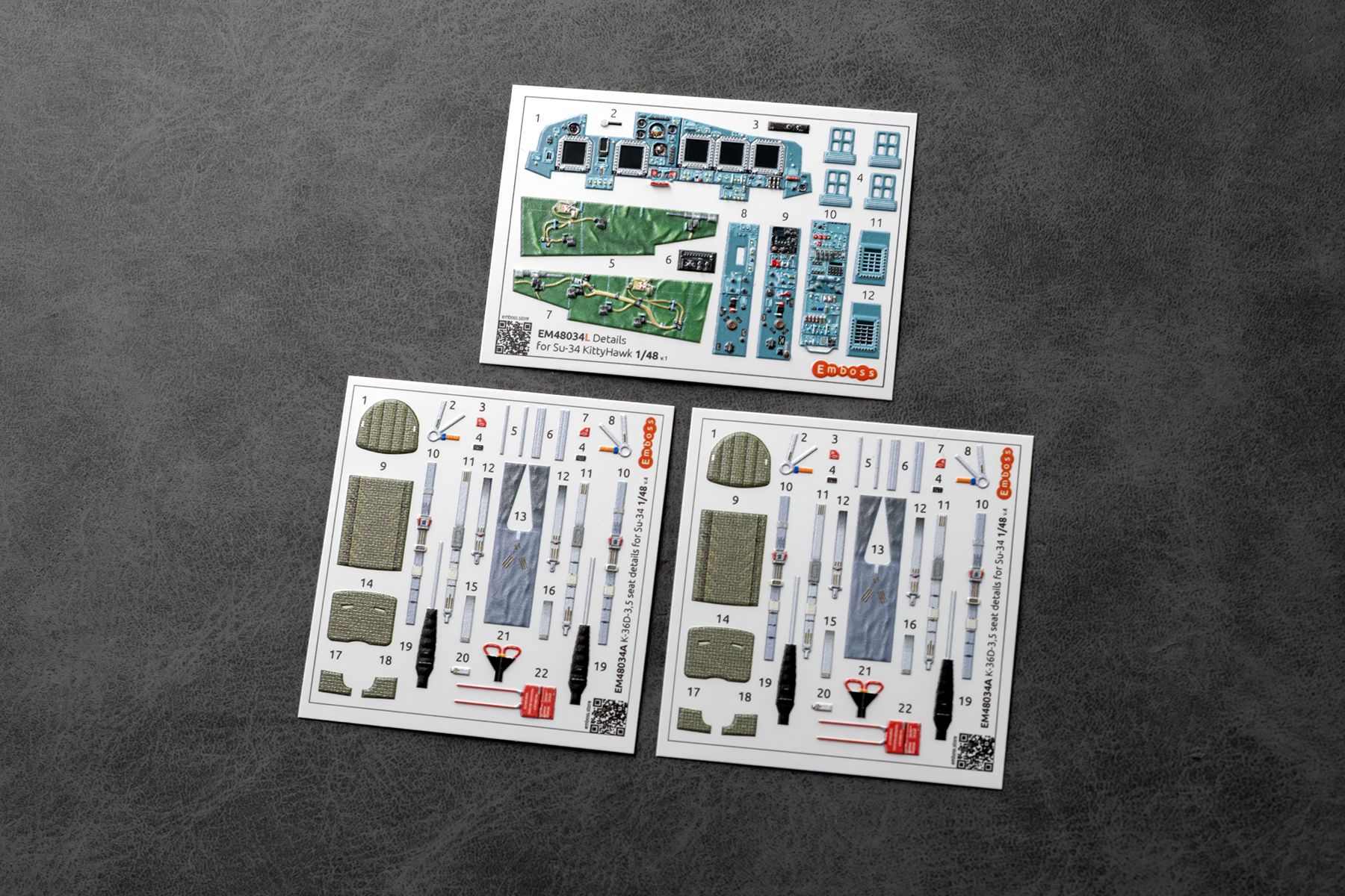 Su-34 COMBO Basic cabin details and K-36D-3.5 seats for KittyHawk/Zimi model 1/48 EM48034LС (3D decal)