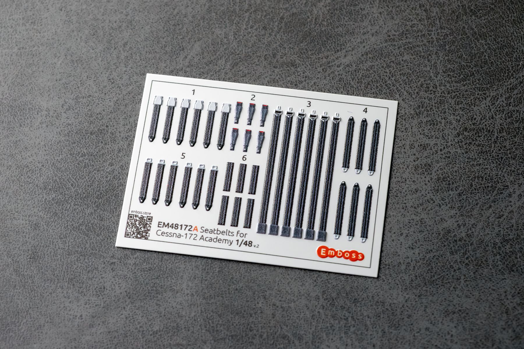 Cessna 172 cockpit details and seatbelts for Academy 1/48 (3D decal)