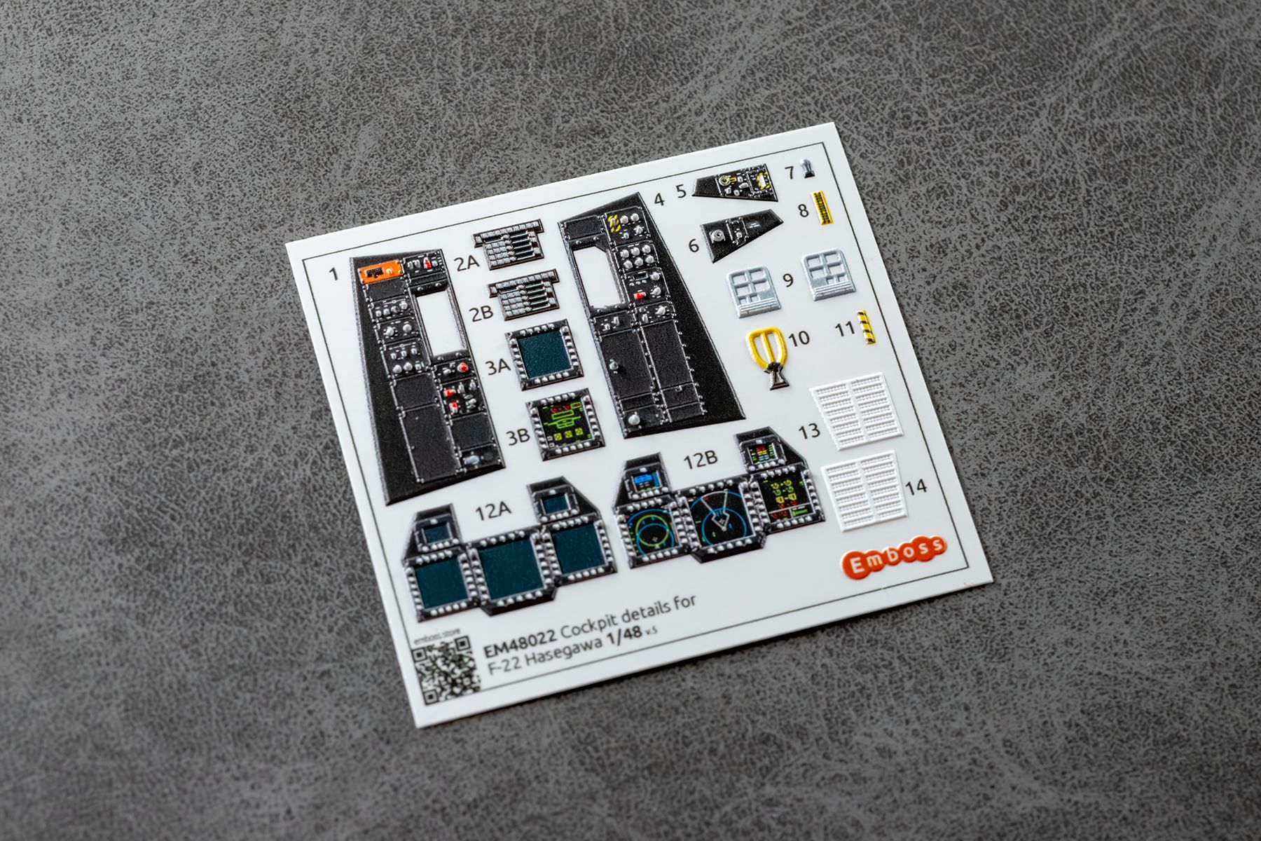 COMBO F-22 Cockpit details + Surface details (EMS48022) for Hasegawa 1/48 (3D decal)