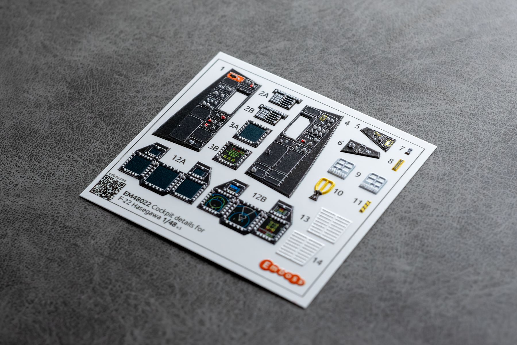 F-22 Relief details for Hasegawa model 1/48 EM48022 (3D decal)