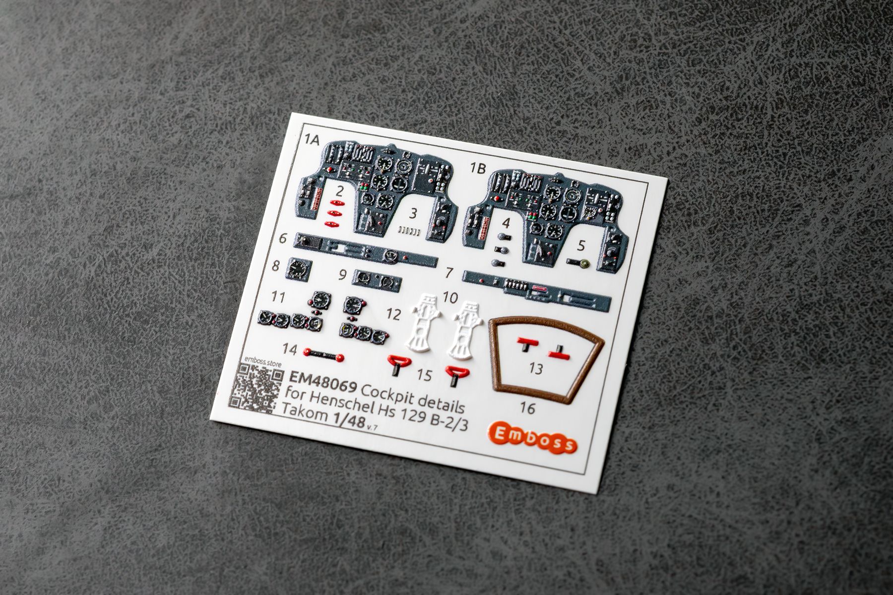 Henschel HS 129 B2/B3 cockpit details for Takom 1/48 (3D decal)