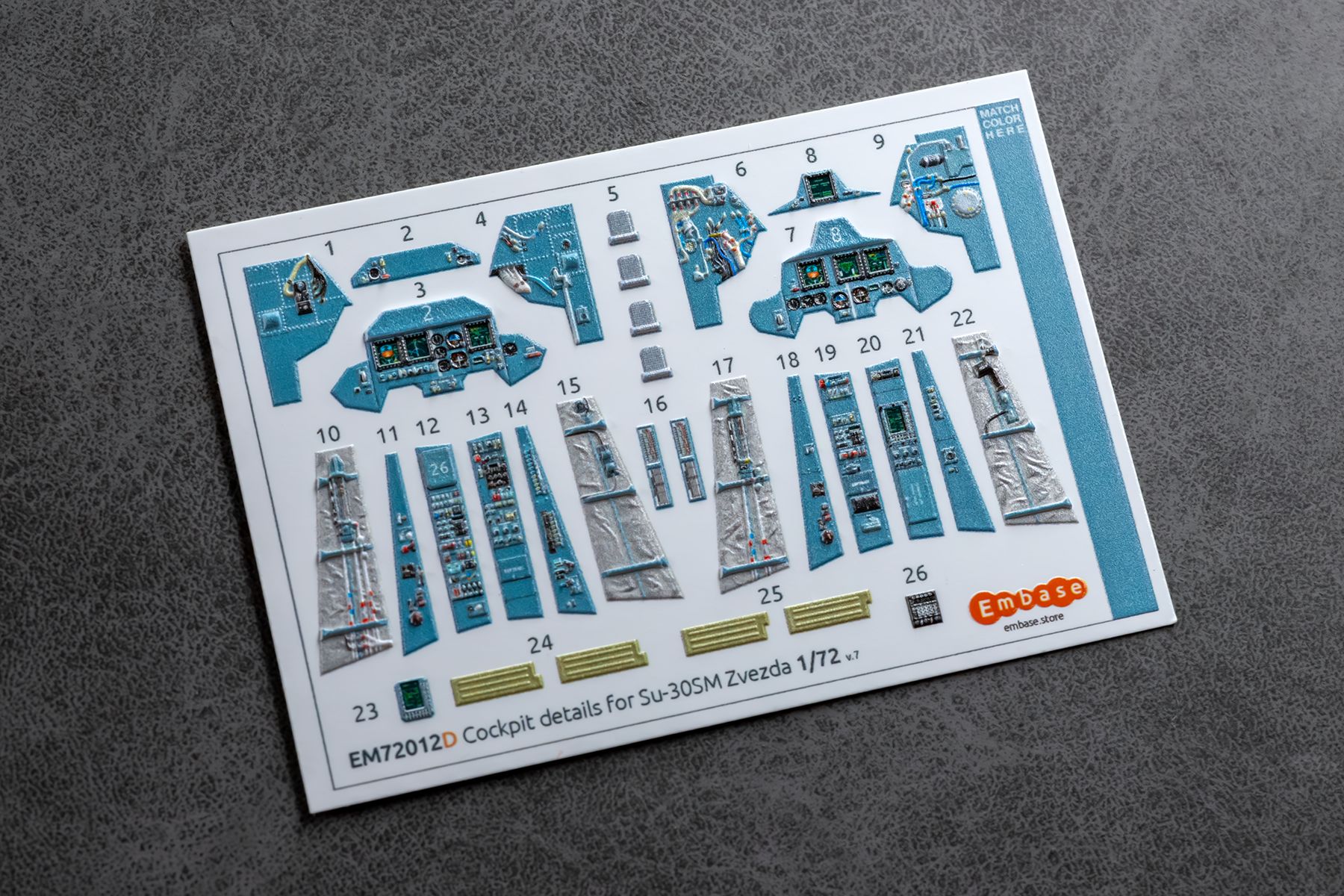 Su-30SM Powered cockpit details for Zvezda 1/72 (3D decal)