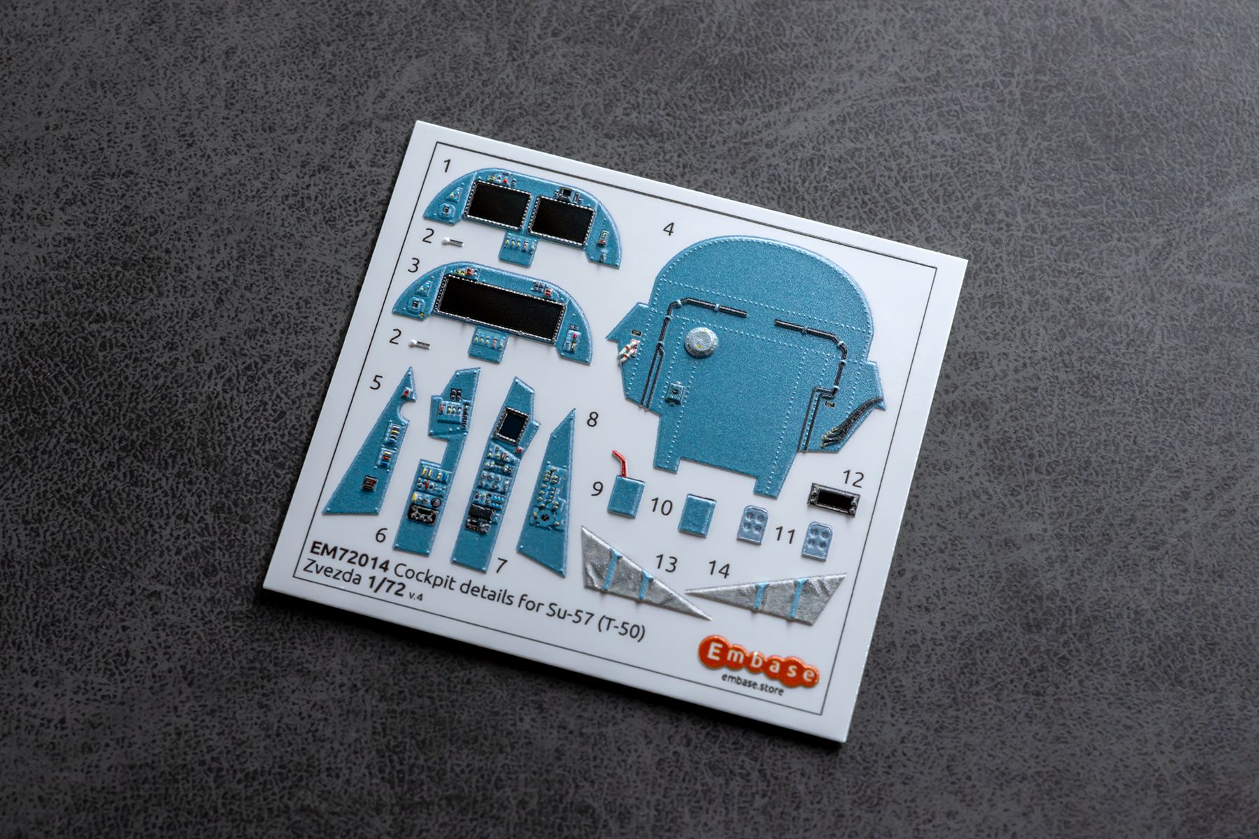 Su-57 (T-50) Cockpit details for Zvezda 7225 1/72 (3D decal)