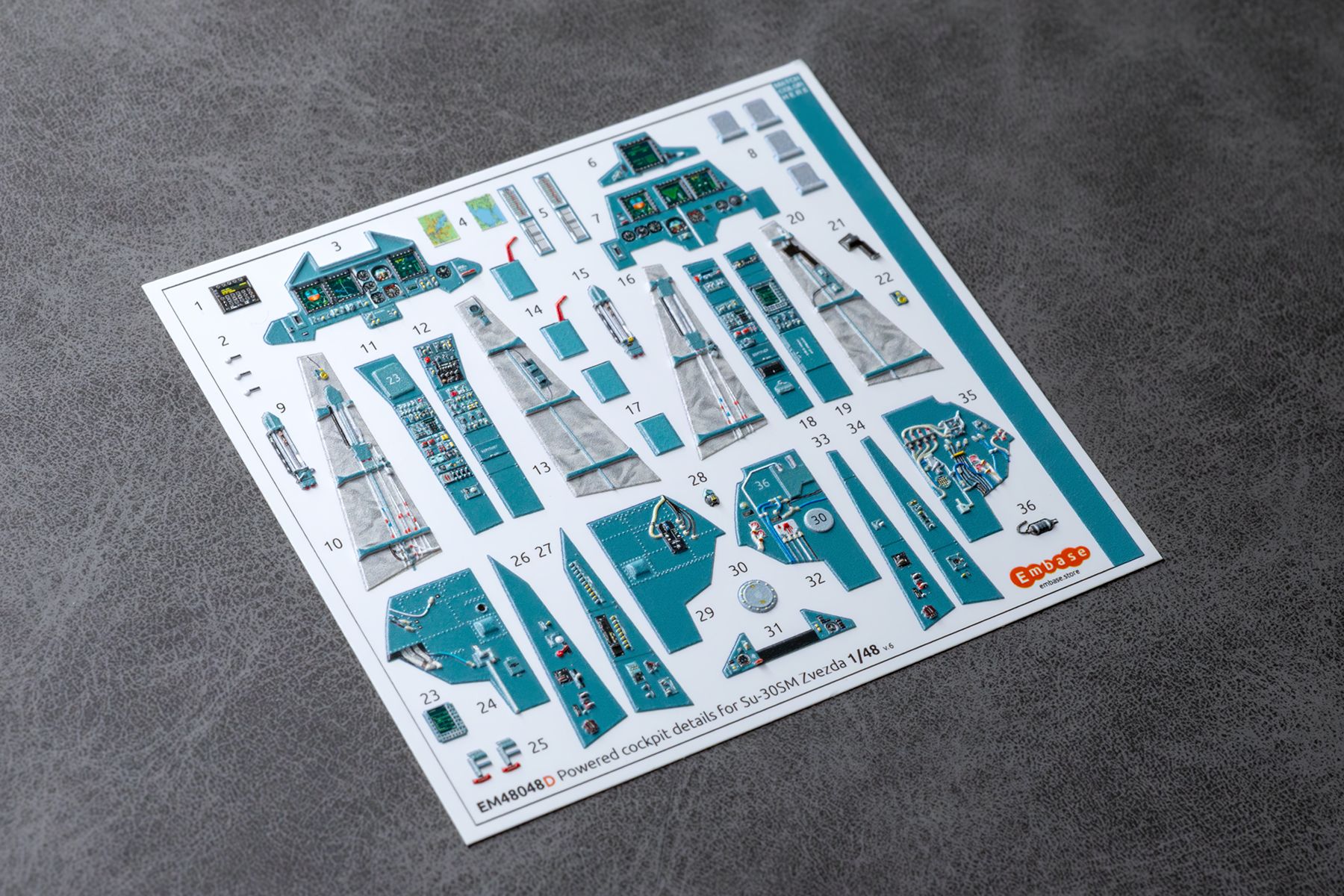 Su-30SM Cockpit details with powered displays for Zvezda 1/48 (3D decal)