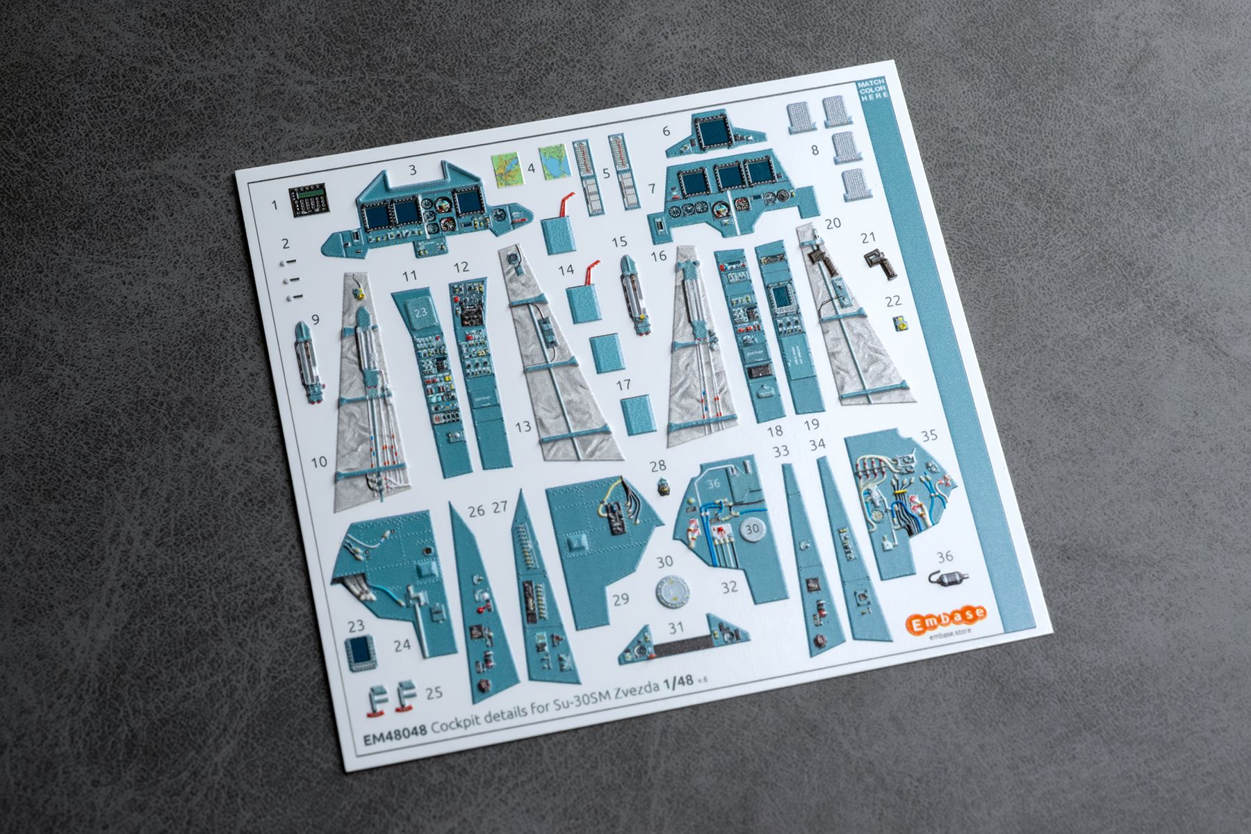 Su-30SM Cockpit details for Zvezda 1/48 (3D decal)