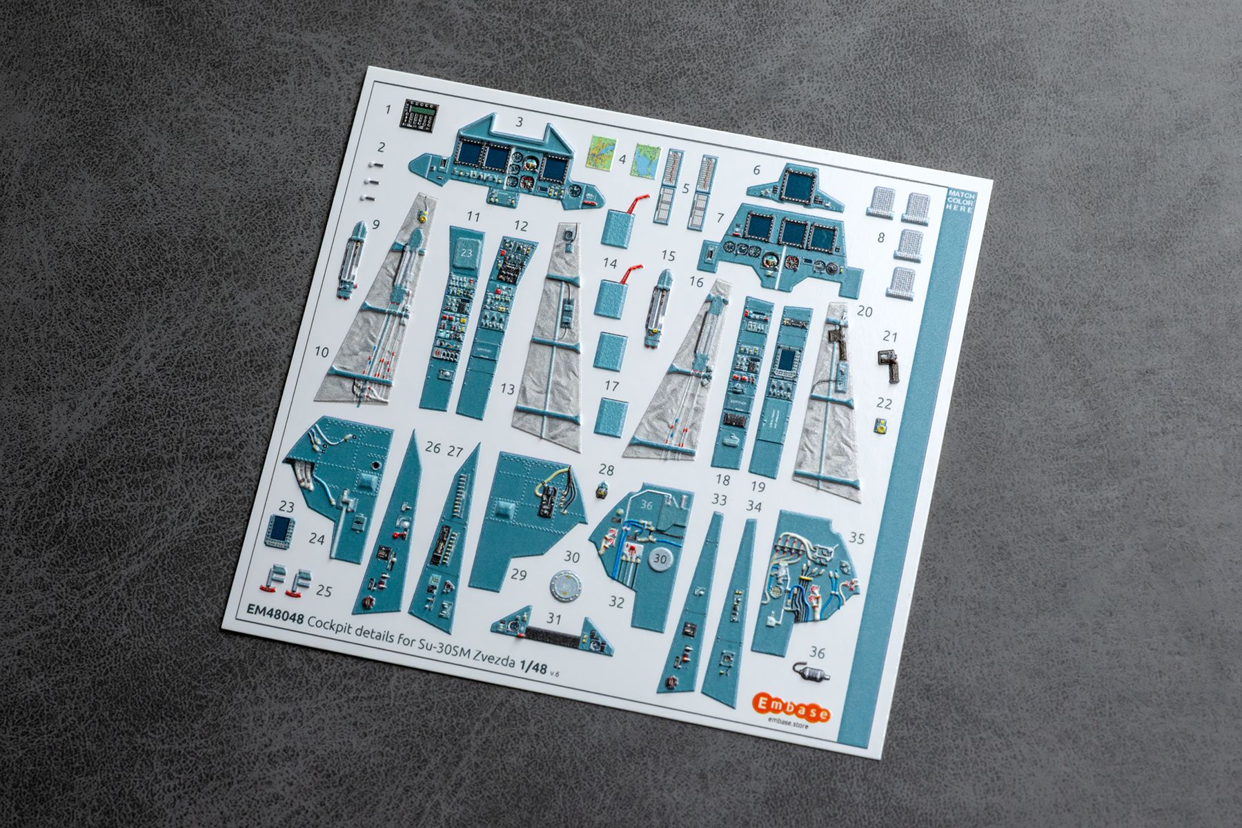 Su-30SM Cockpit details for Zvezda 1/48 (3D decal)