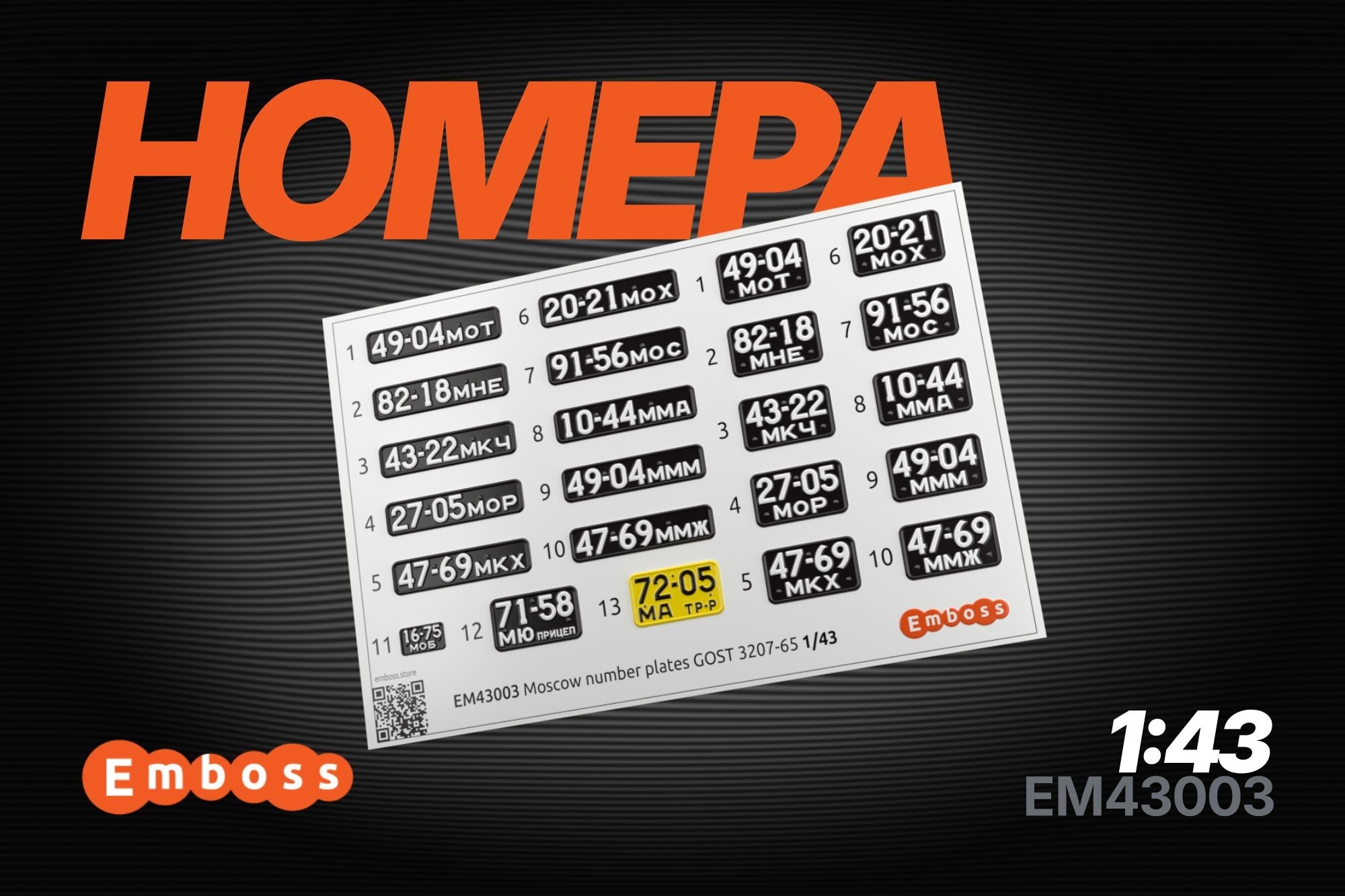 Autonomous numbers of Moscow and the Moscow region 1965 1/43 (3D decal) EM43003 - imodeller.store