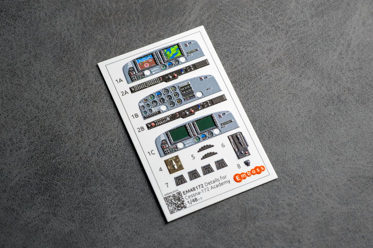 Cessna 172 cockpit details and seatbelts for Academy 1/48 (3D decal) - imodeller.store