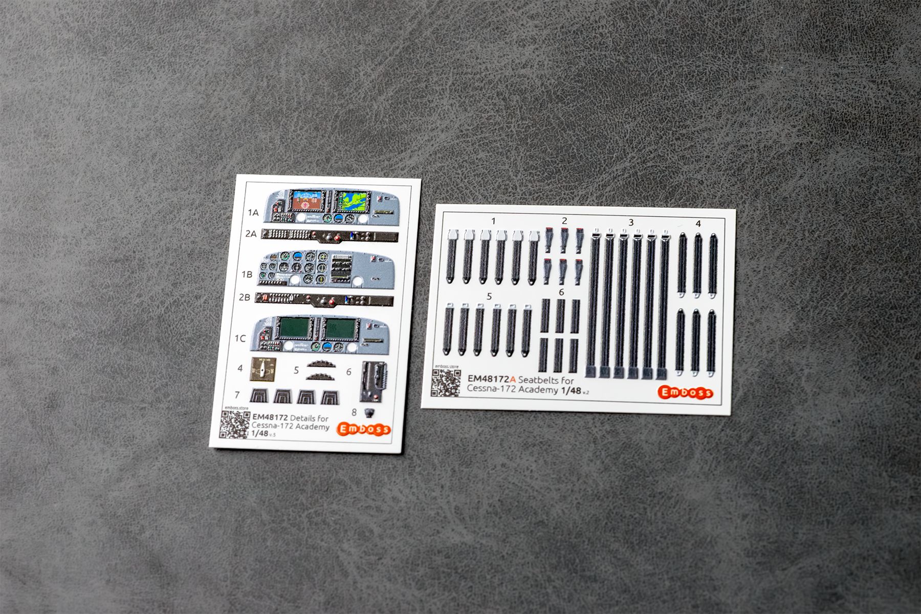 Cessna 172 cockpit details and seatbelts for Academy 1/48 (3D decal) - imodeller.store