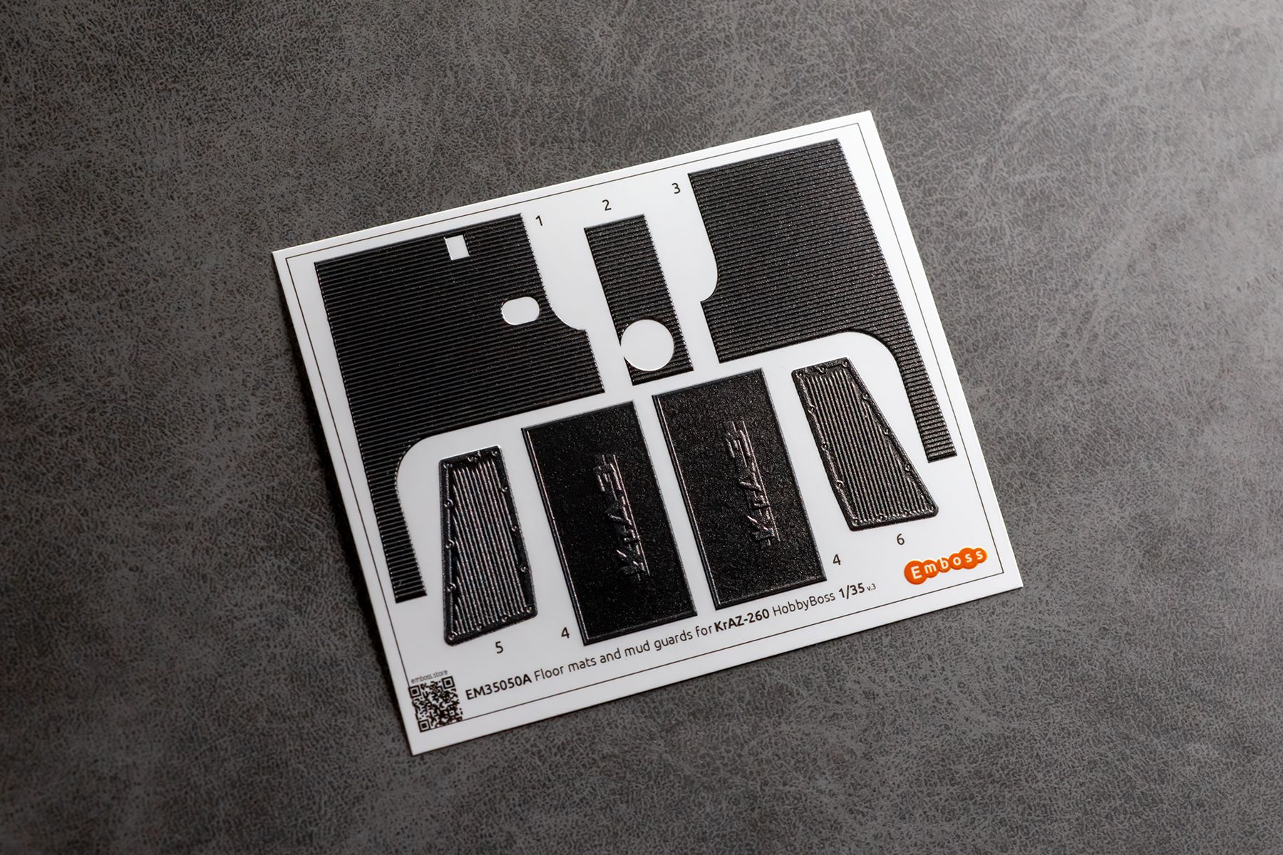 COMBO KrAZ 260 detail set and Floor mats with splash guards for HobbyBoss 1/35 (3D decal) - imodeller.store